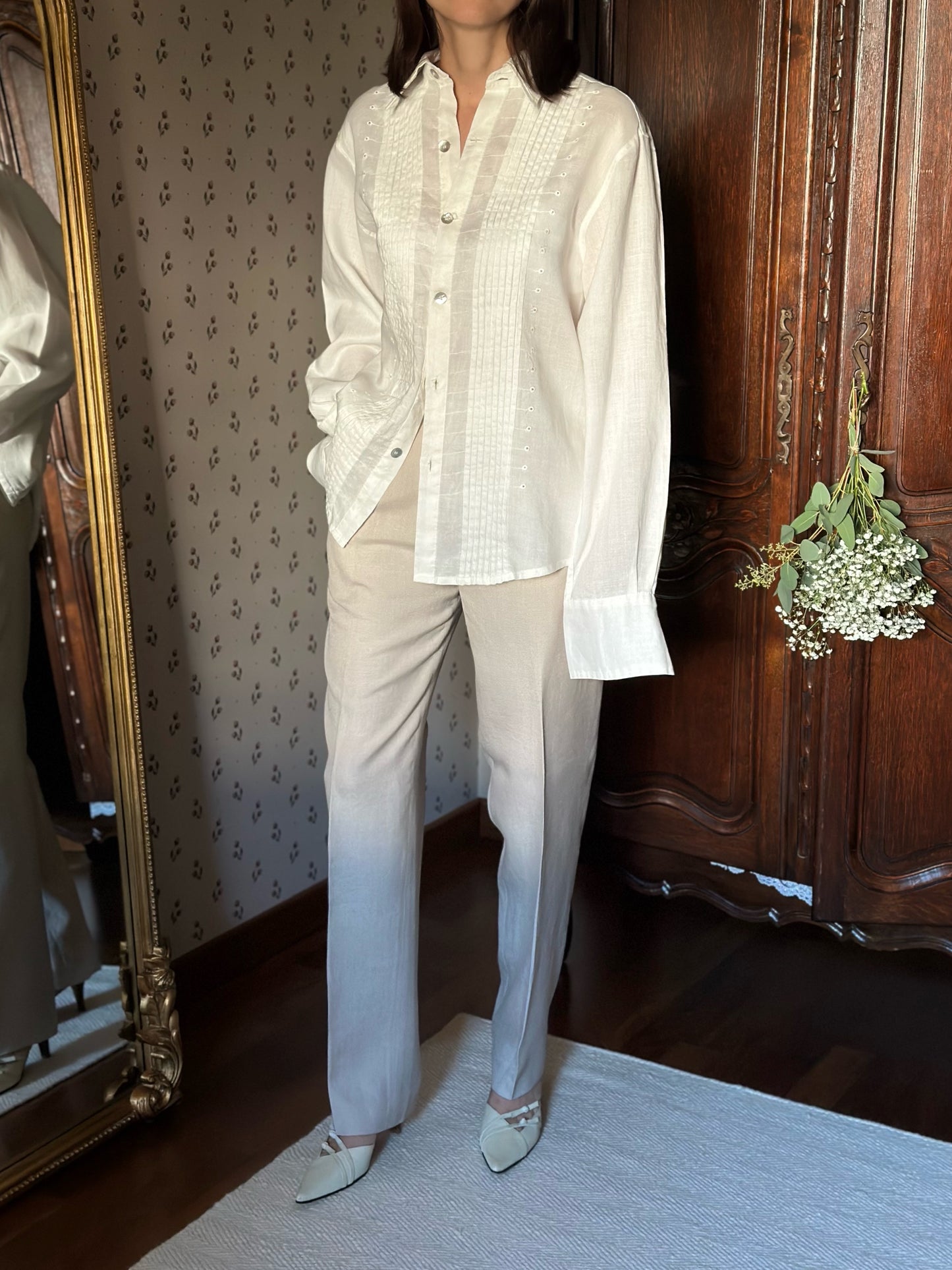 100% Linen Oversized White Shirt