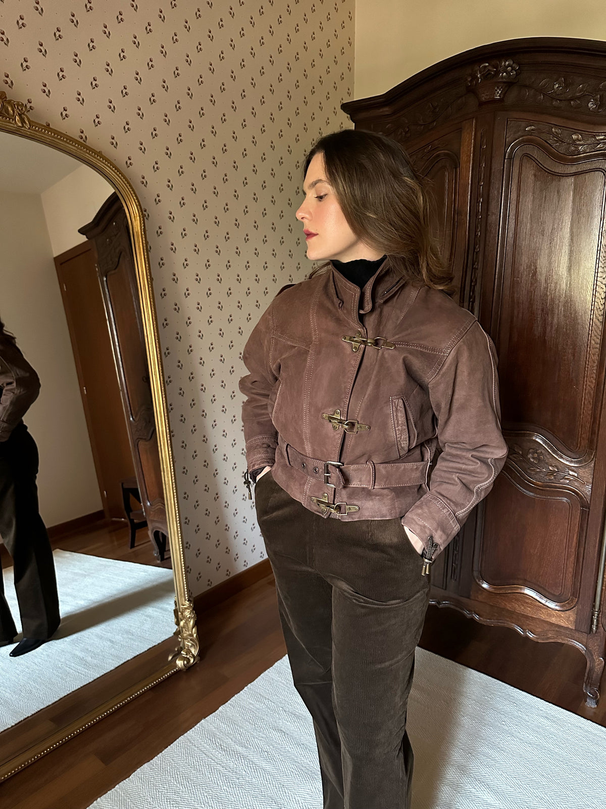 Brown Leather Biker Jacket
