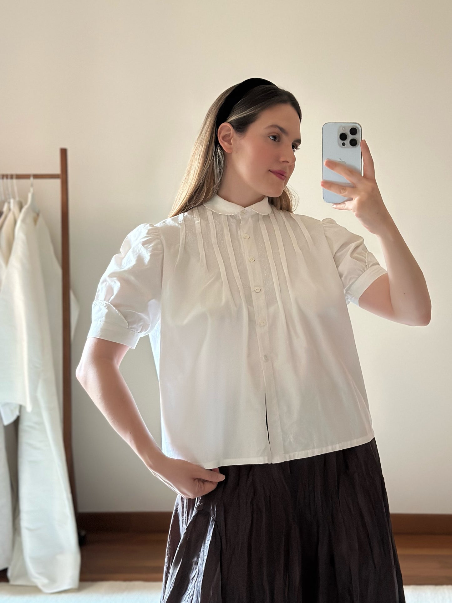 Romantic Short Sleeved White Blouse