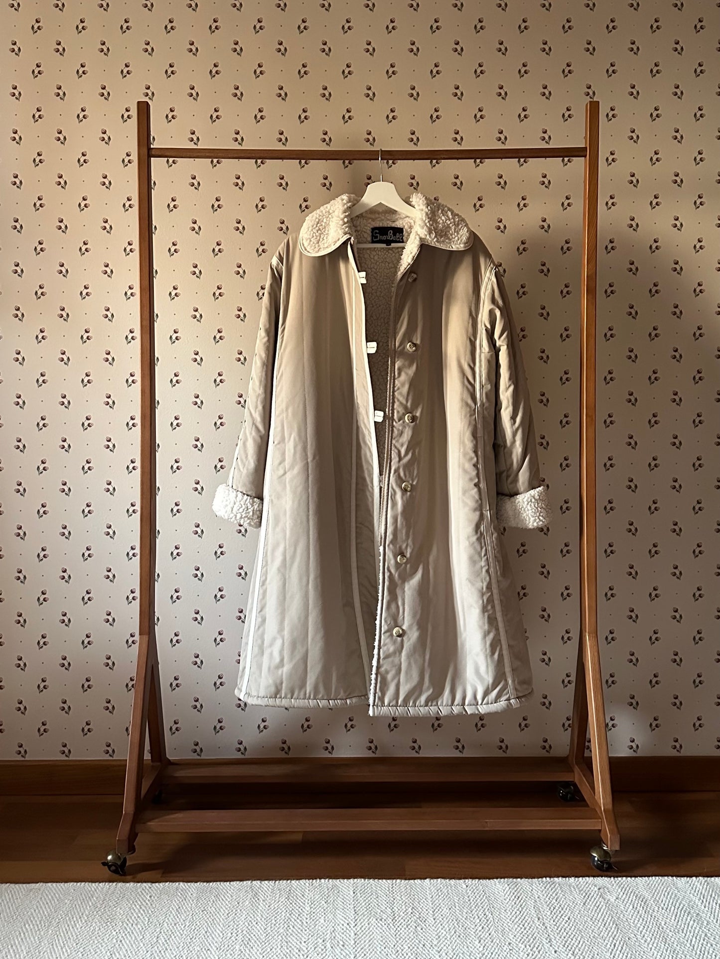 Vintage Faux Shearling Trench Coat