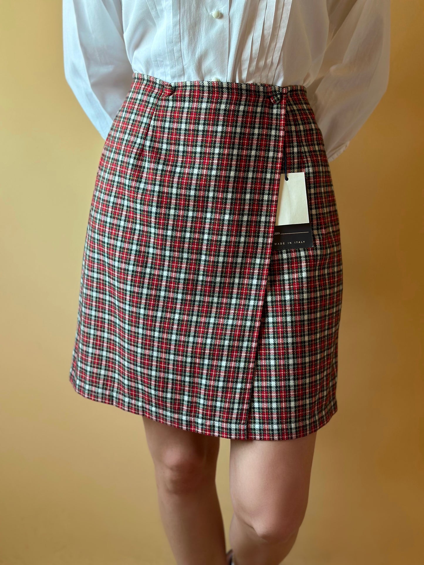 Vintage Deadstock Tartan Wrap-Up Mini Skirt