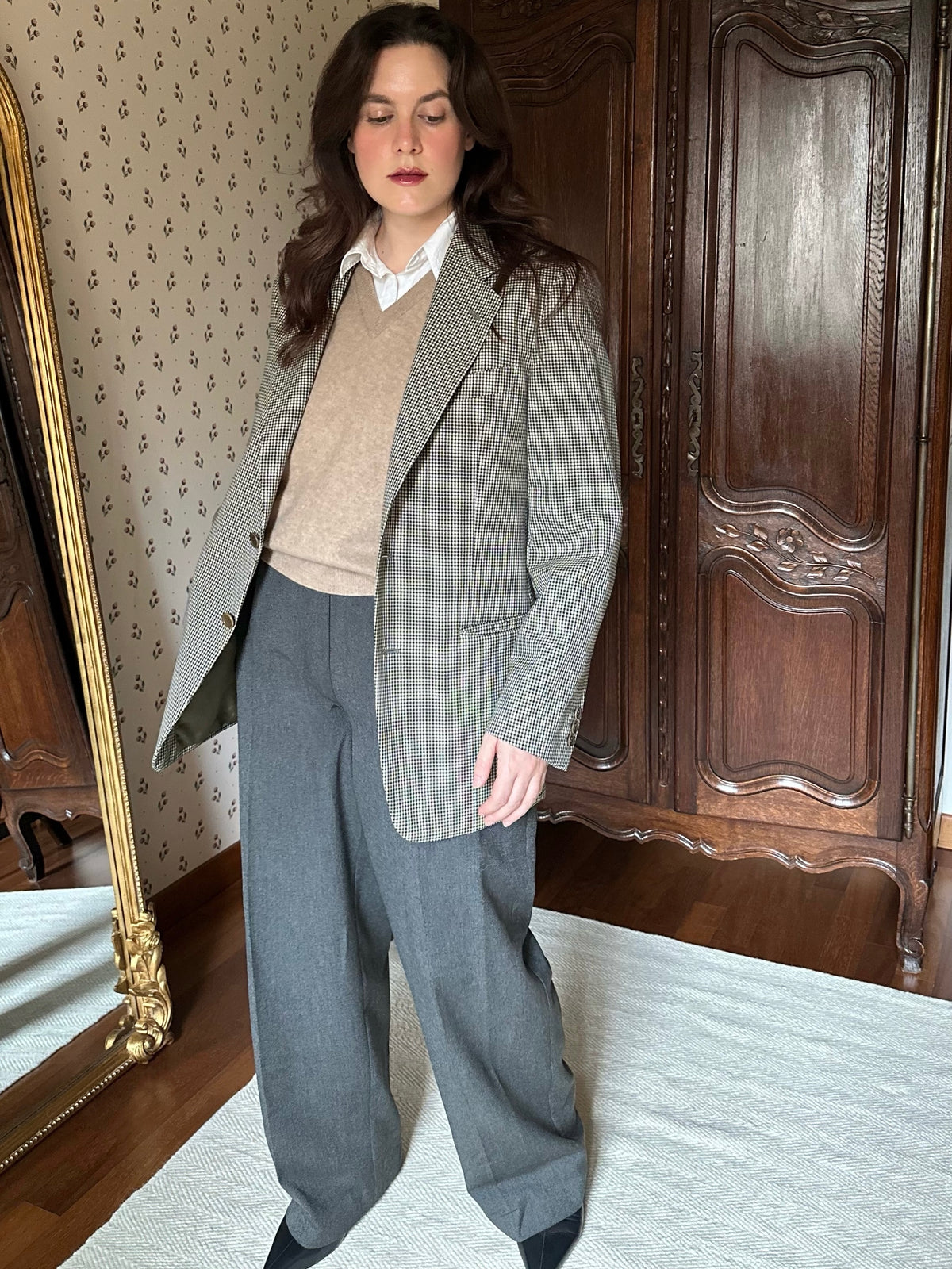 Vintage 100% Wool Check Blazer