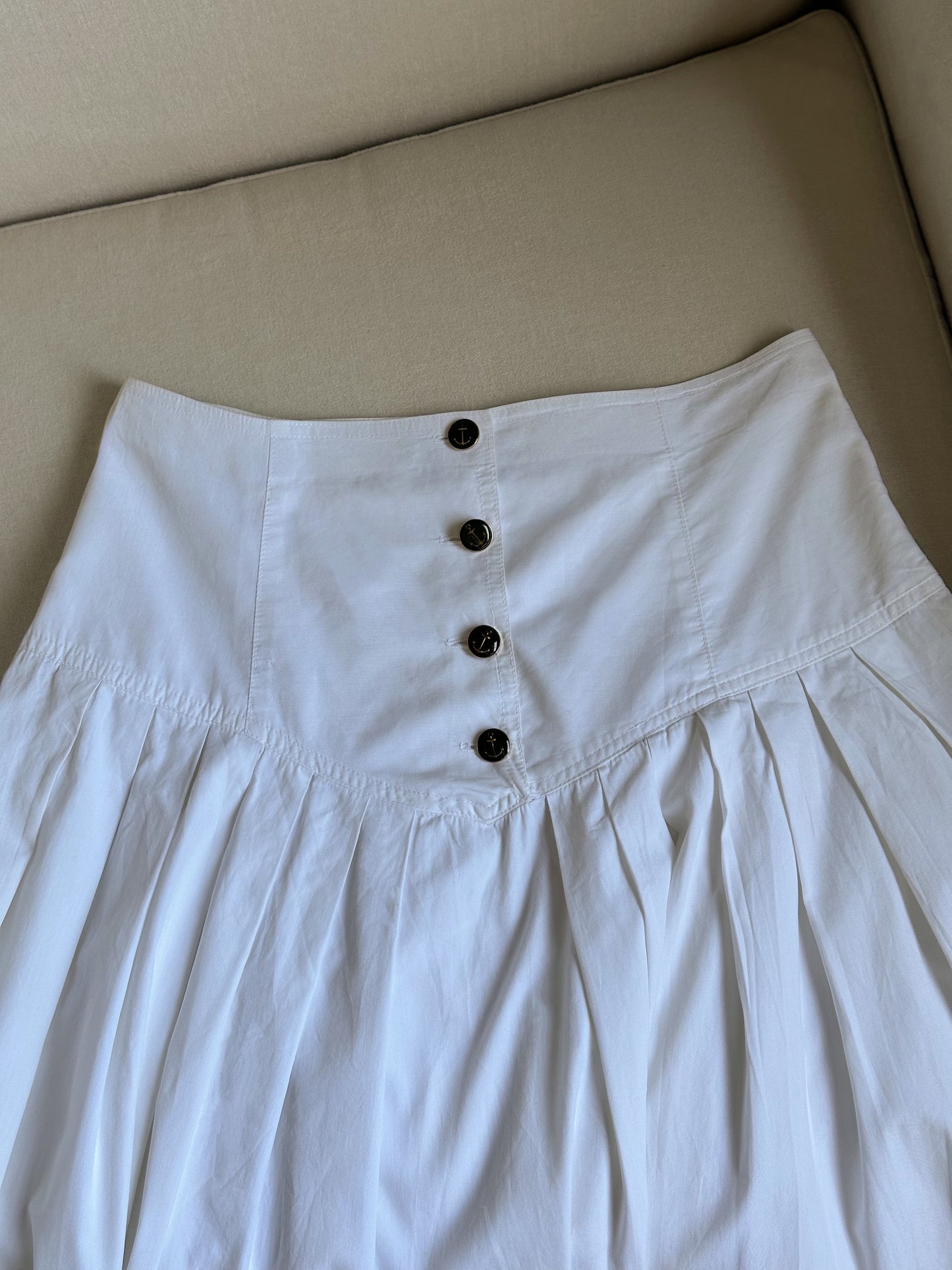 White Cotton Midi Circle Skirt