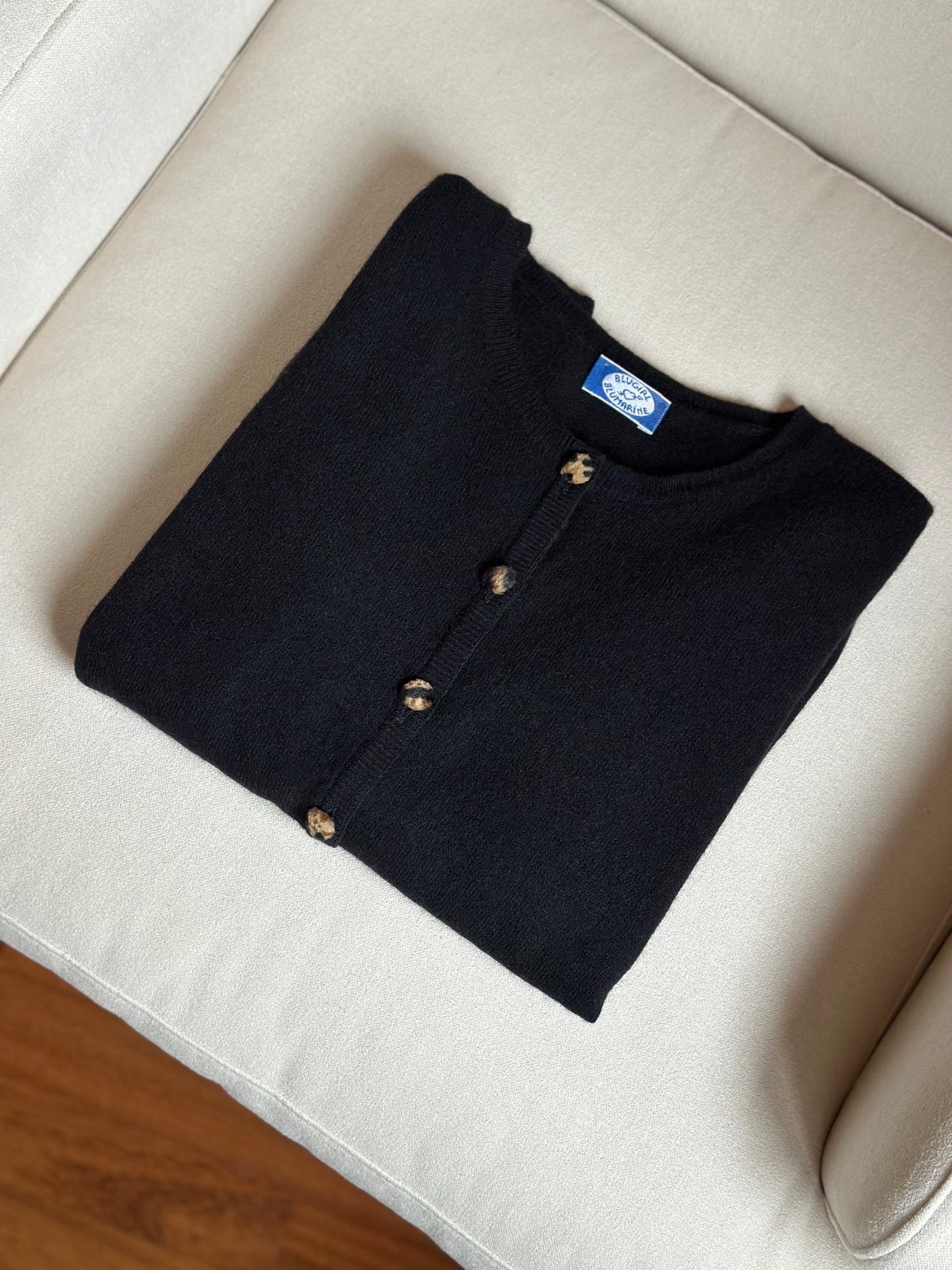 Blumarine Wool and Angora Black Cardigan