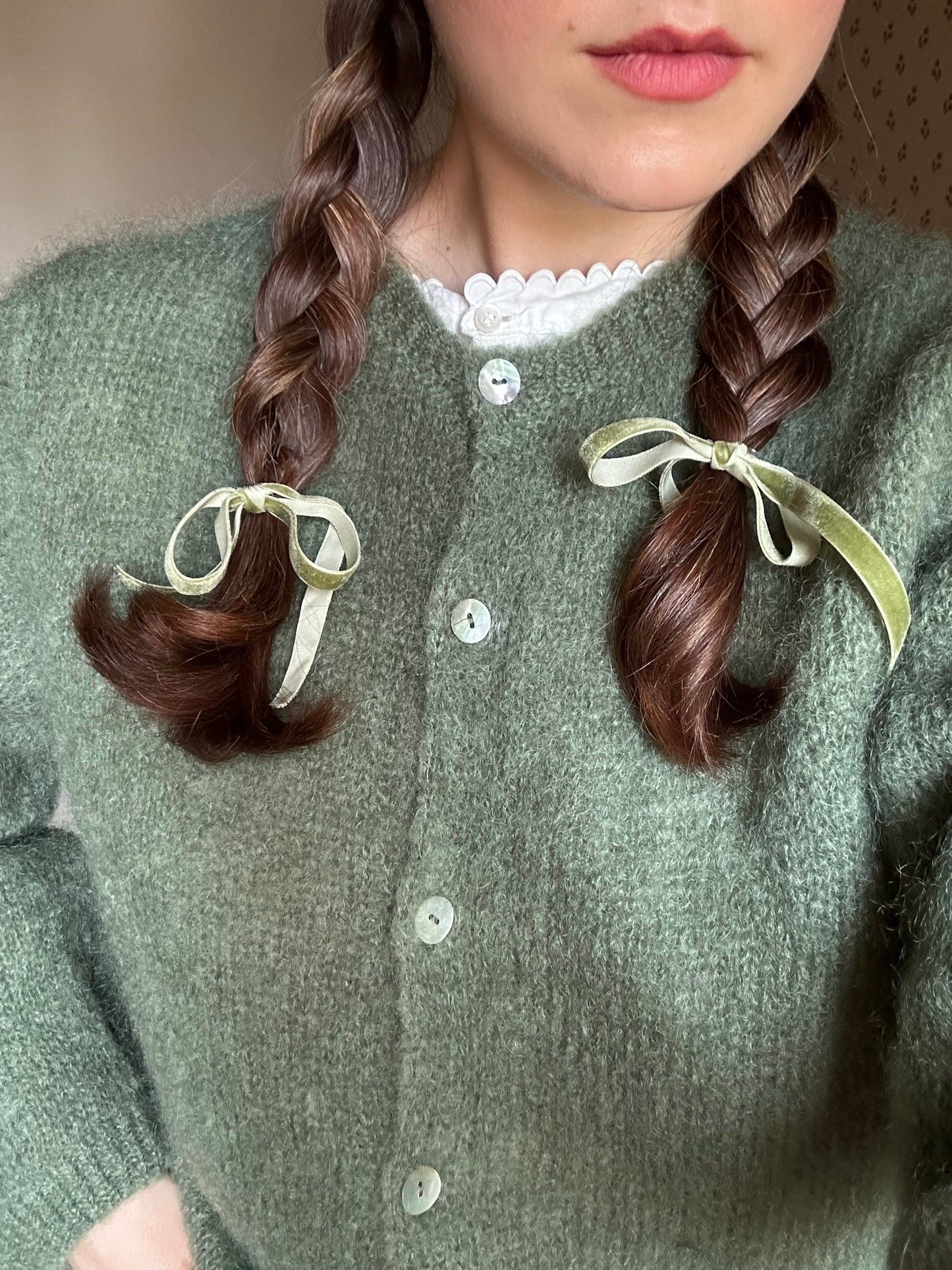 Mohair Sage Green Cardigan