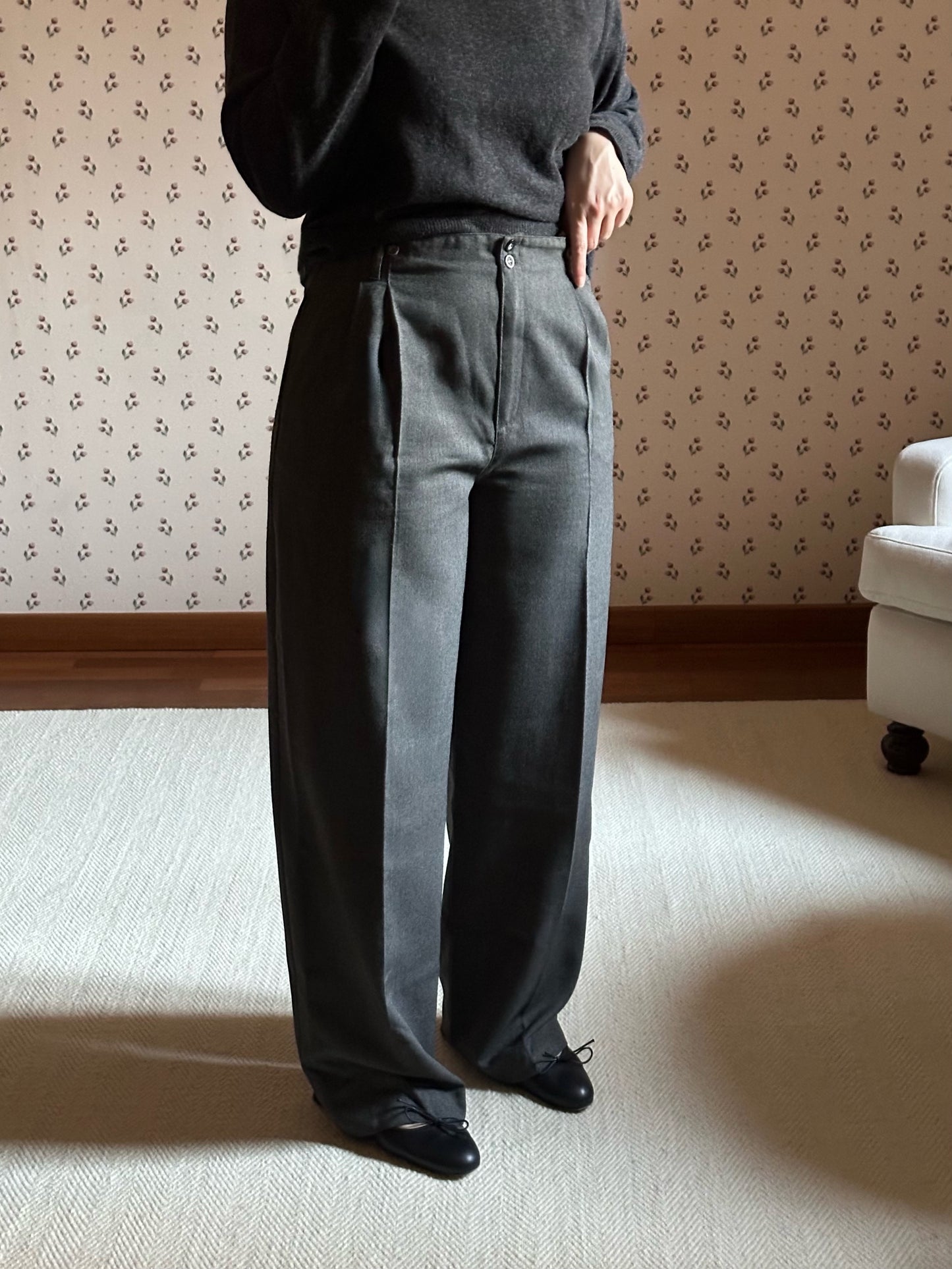 Gray Wool & Viscose Trousers