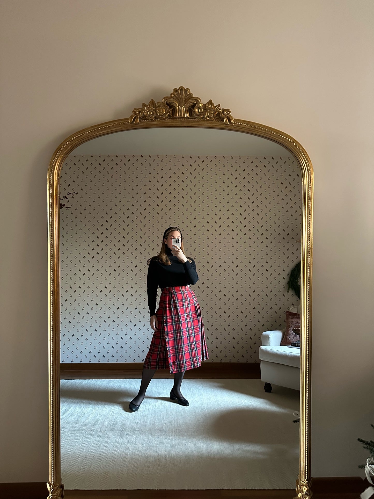 Midi Scottish Red Tartan Skirt