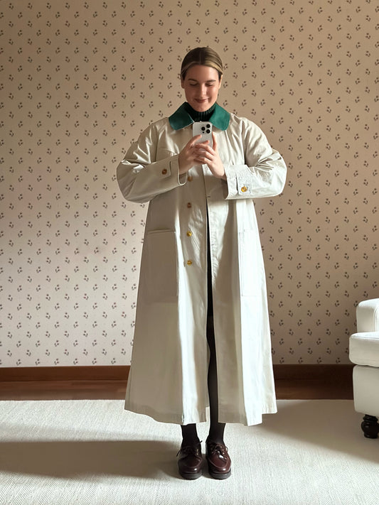 Vintage Green Collar Korean Trench Coat