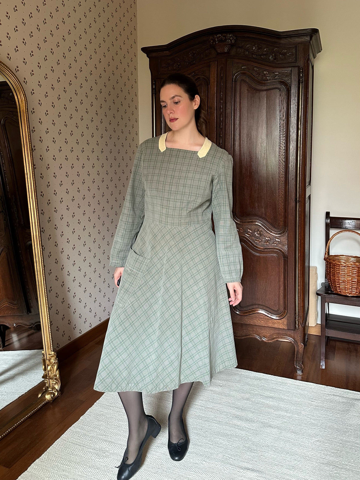 Tailor-Made Sage Green Tartan Dress