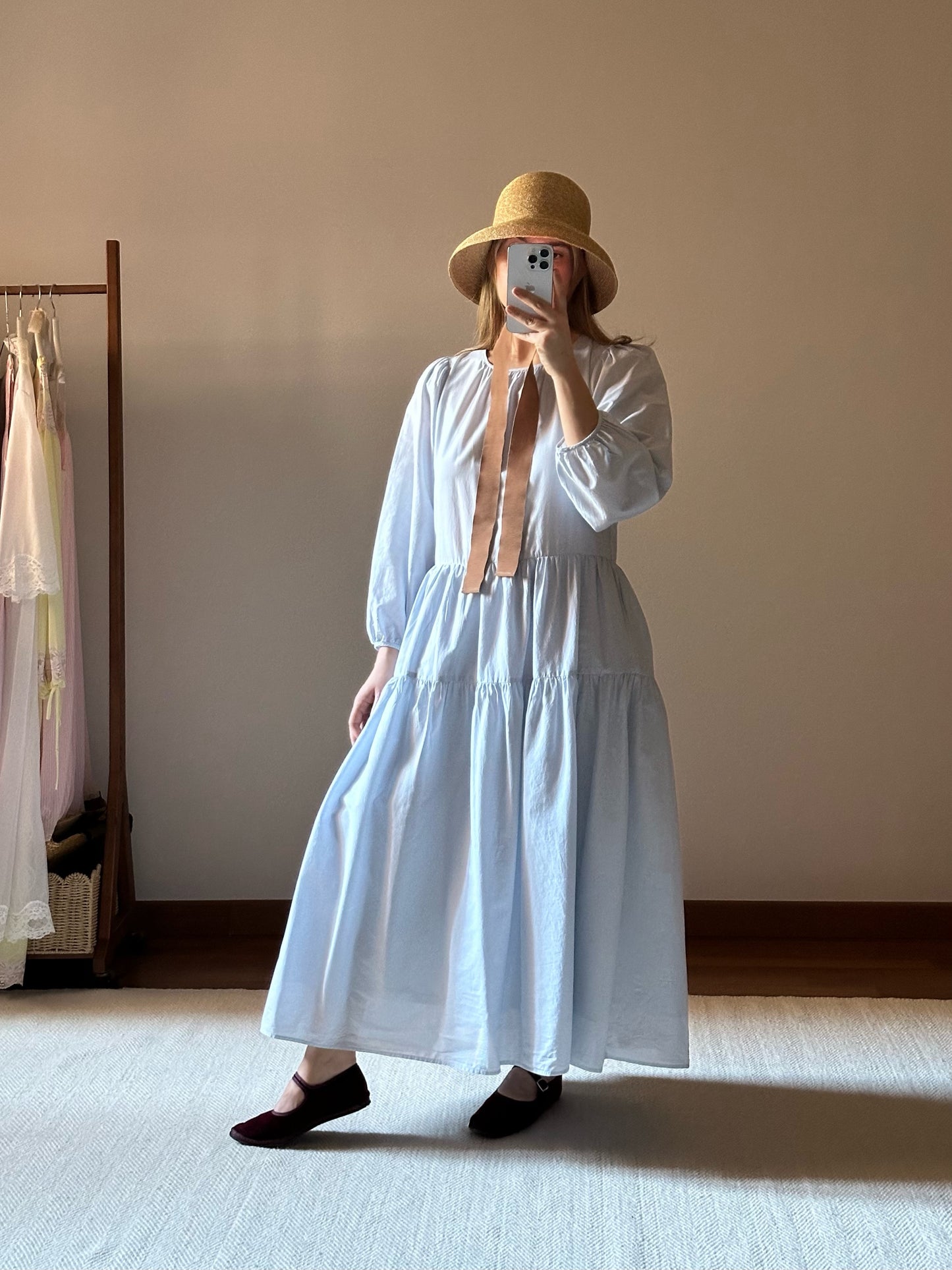 Pure Organic Cotton Light Blue Tiered Dress