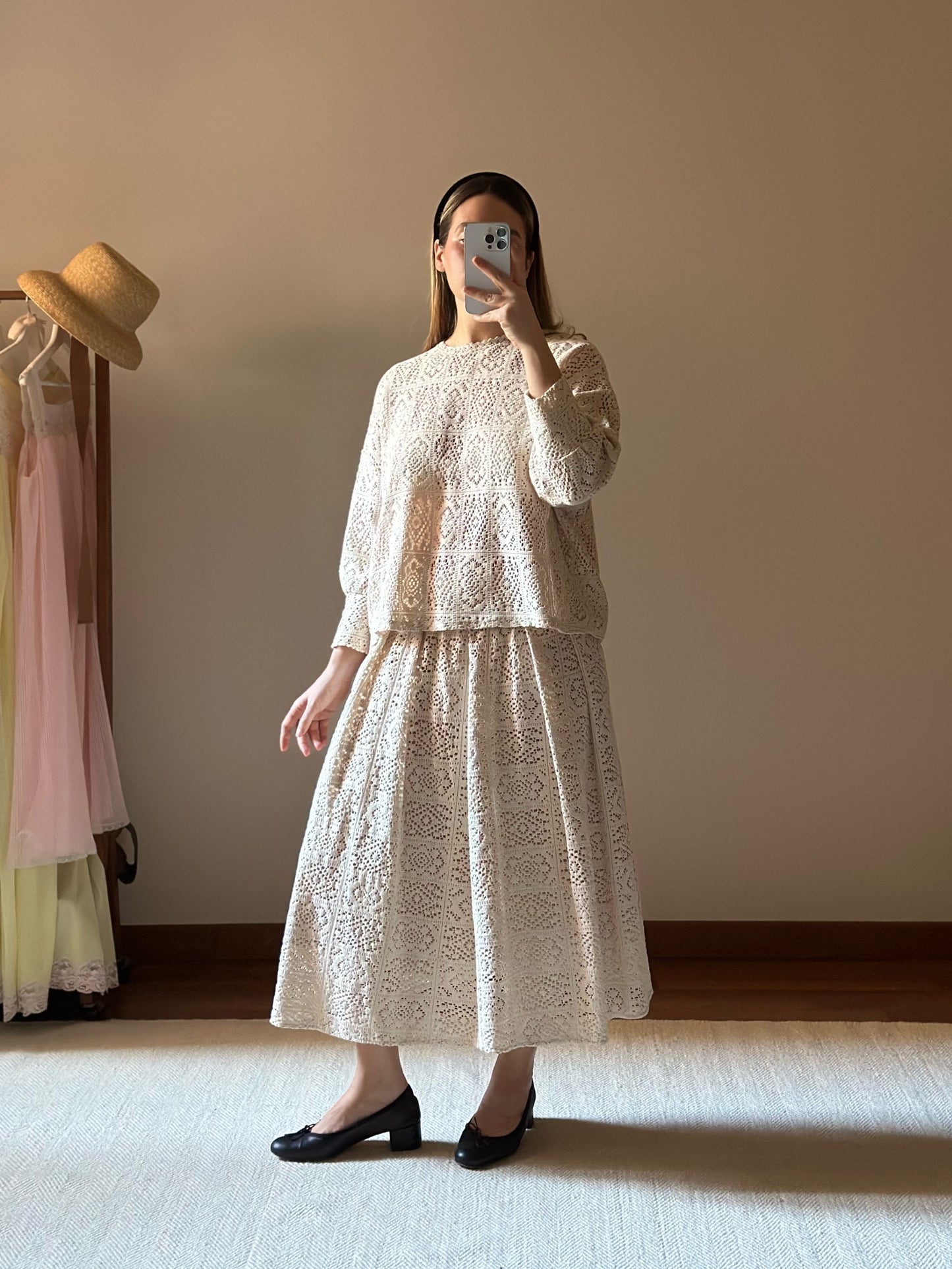 Pure Cotton Beige Crochet Skirt