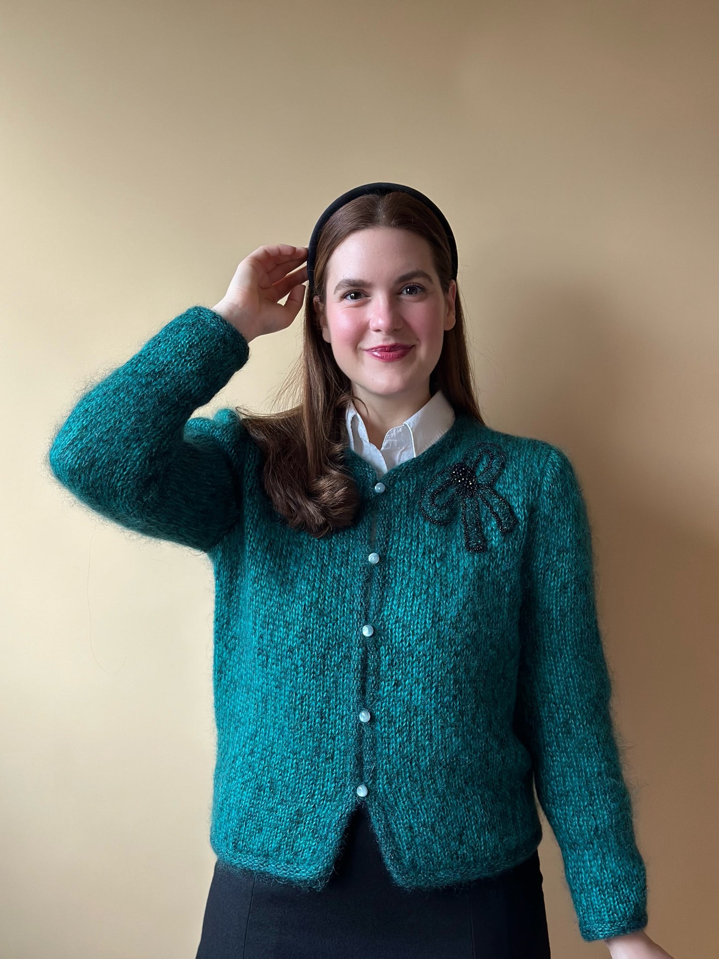 Vintage Mohair & Silk Bow Cardigan