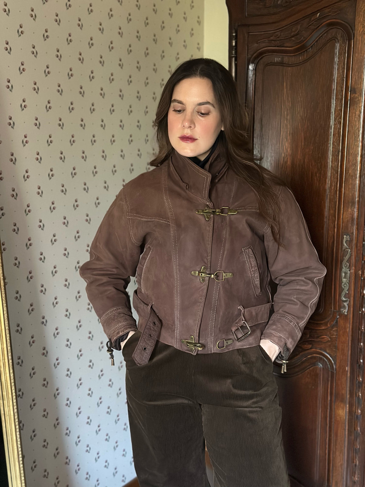 Brown Leather Biker Jacket