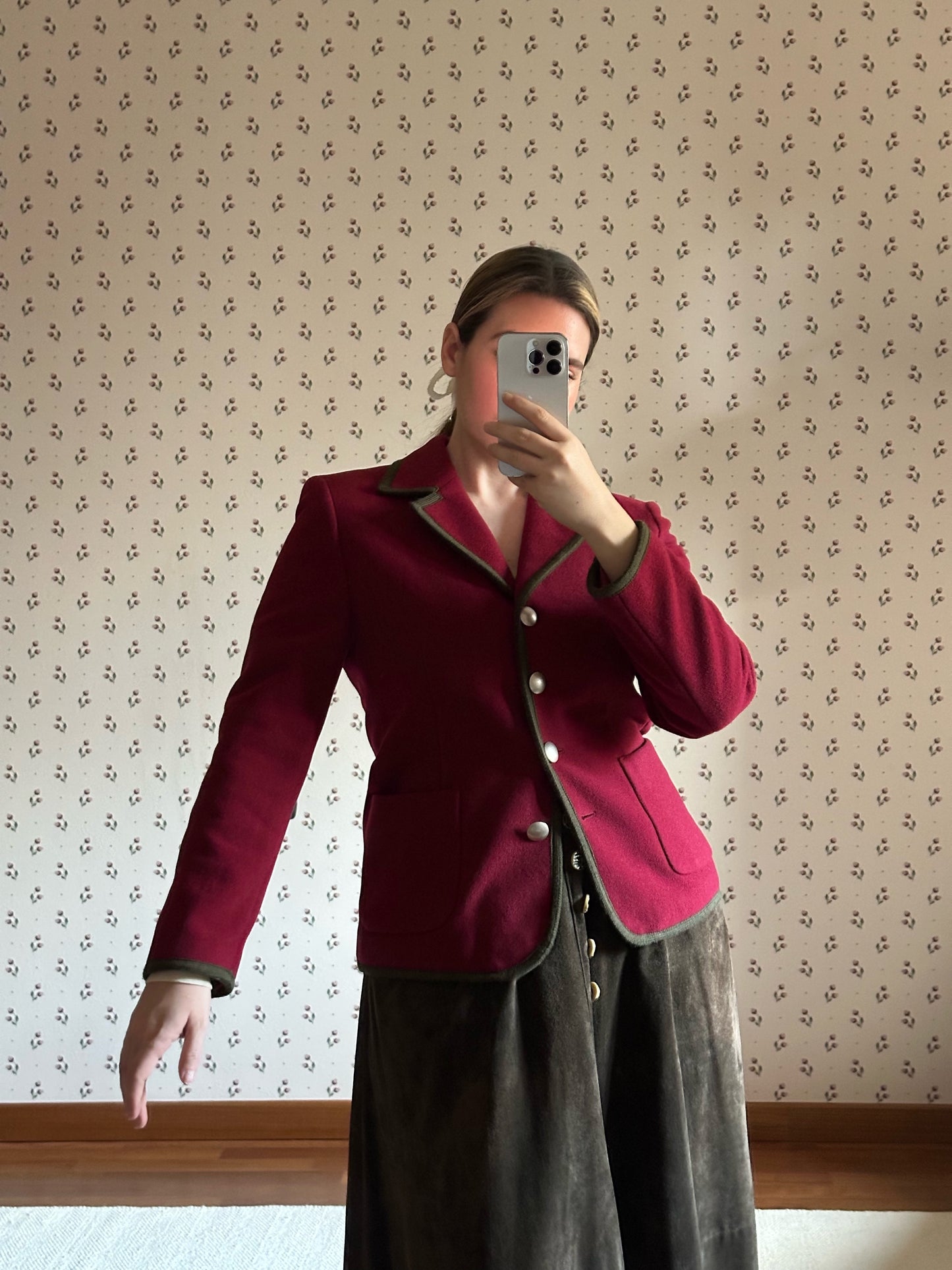 Vintage Burgundy Wool & Cashmere Blazer