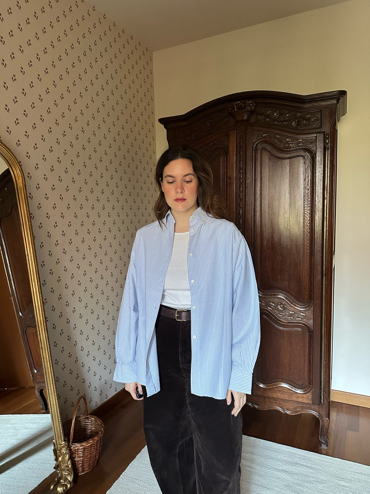 Light Blue & White Striped Cotton Shirt