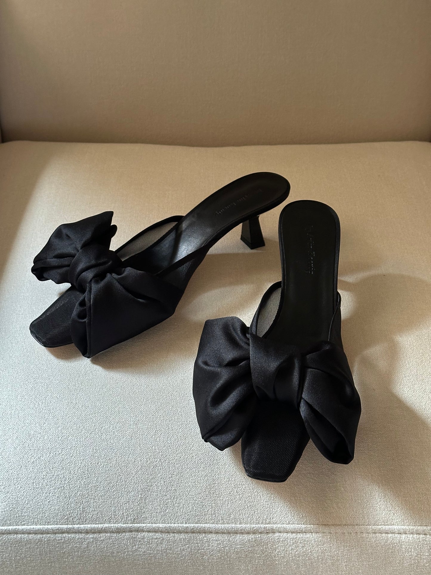 Black Bow Mules by Aylin Koenig