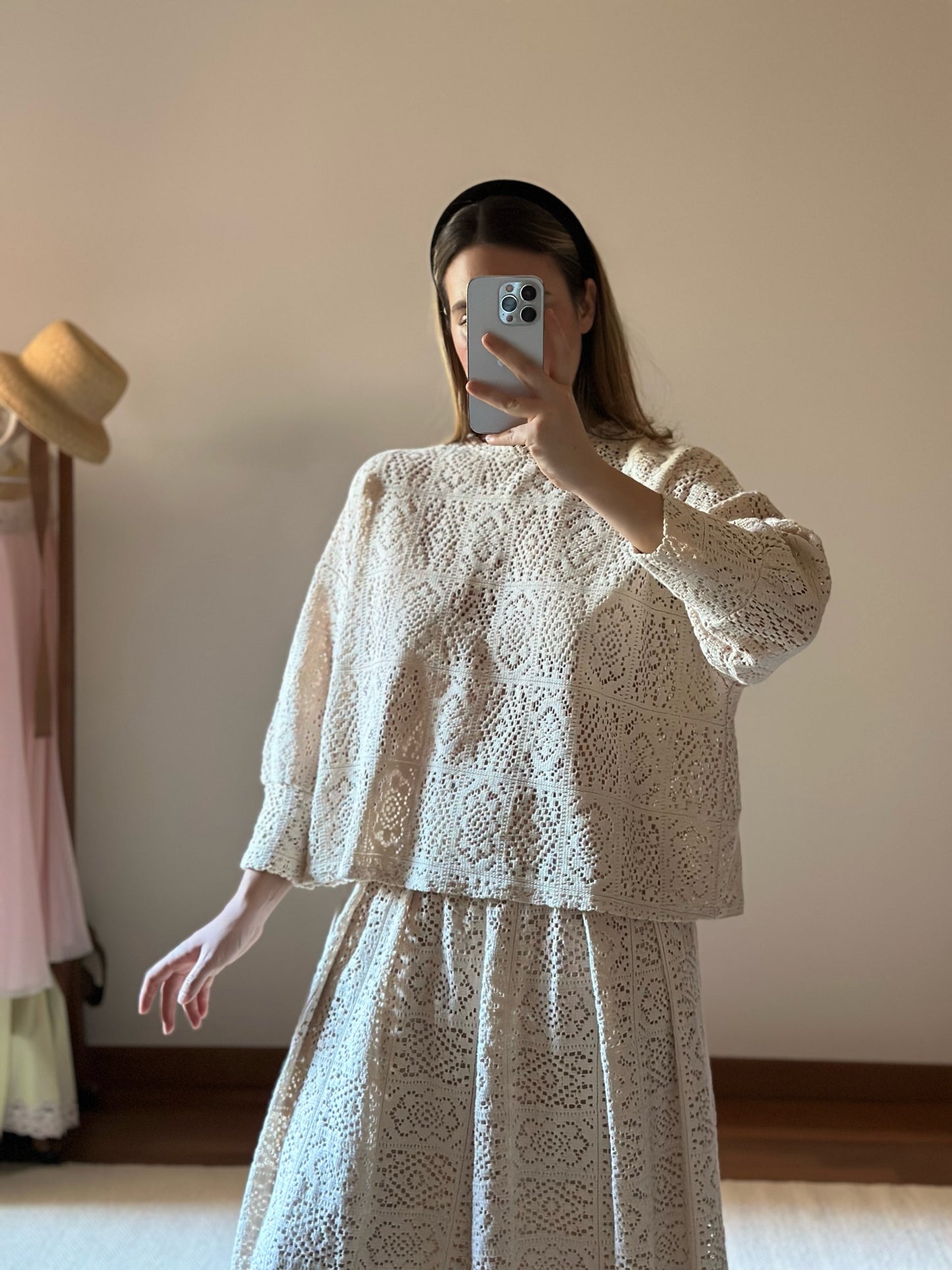 Pure Cotton Beige Crochet Blouse