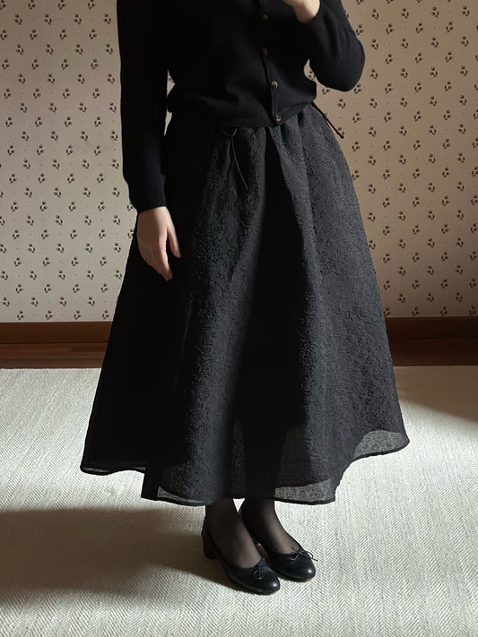 Secondhand Arket Brocade Black Wrap-Up Midi Skirt