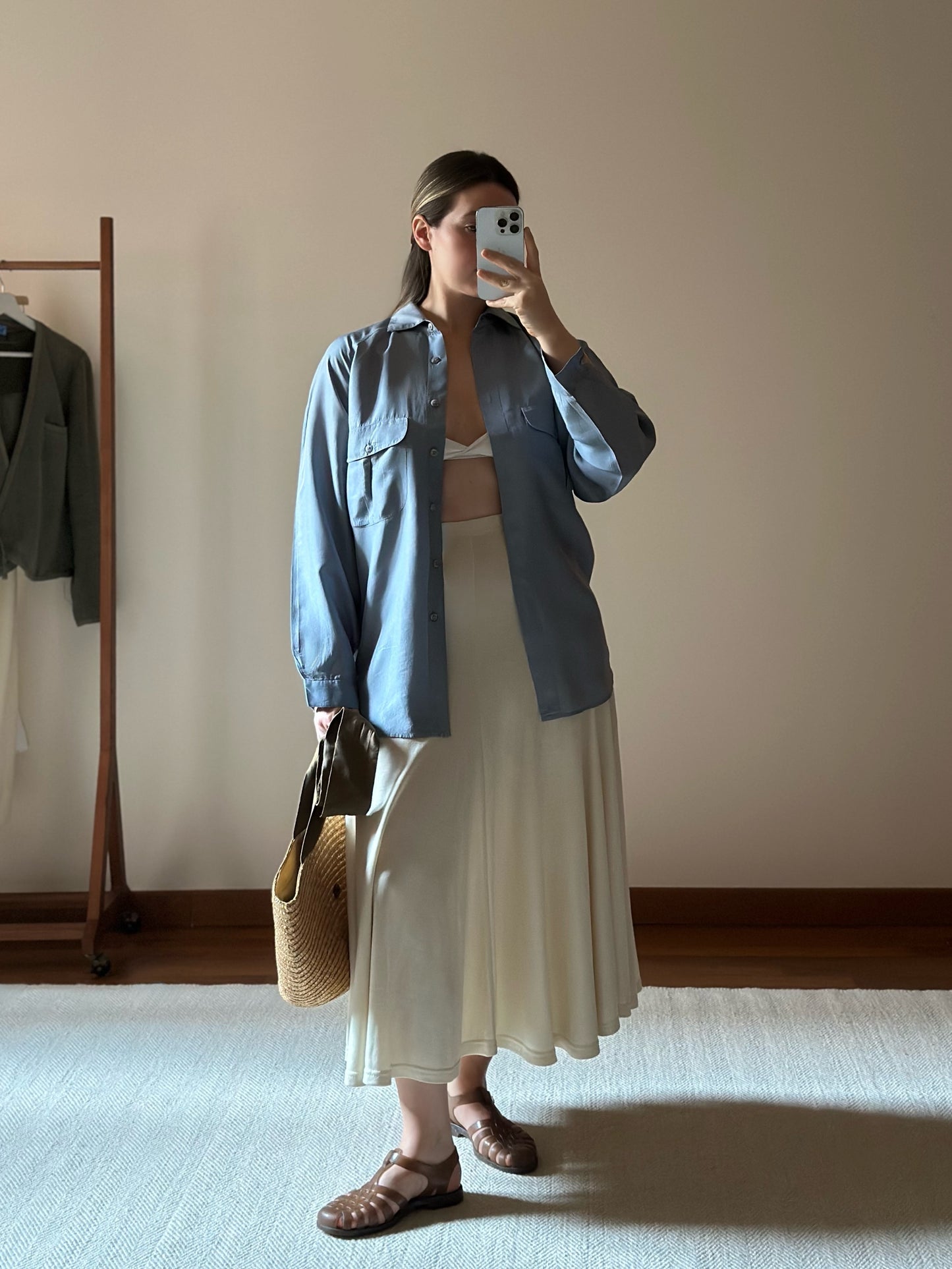 100% Silk Powder Bluse Shirt