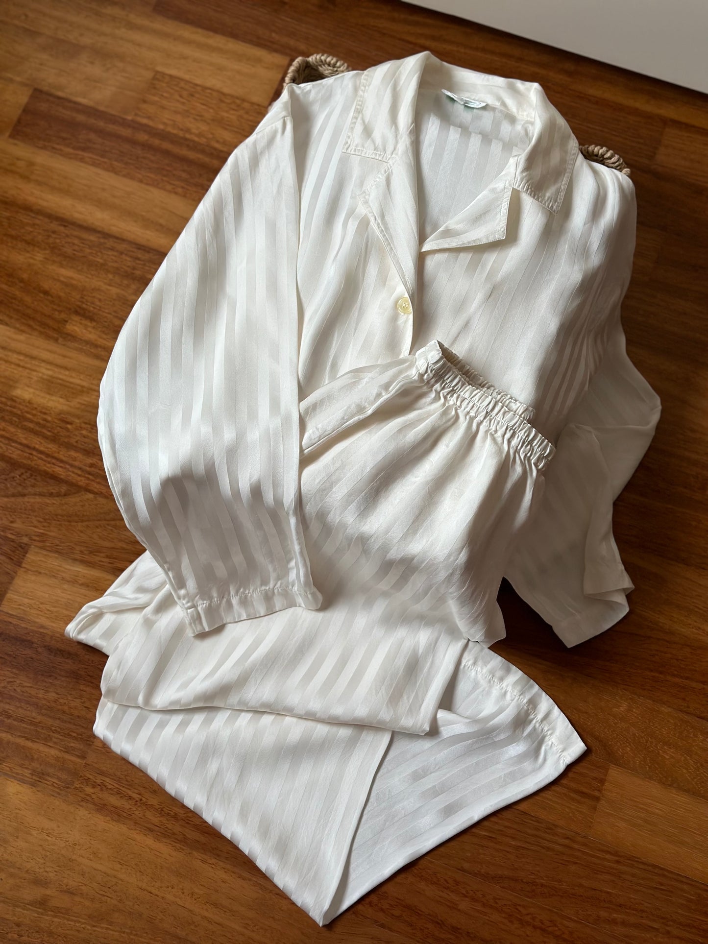 Vintage Pure Silk White Pajama Set