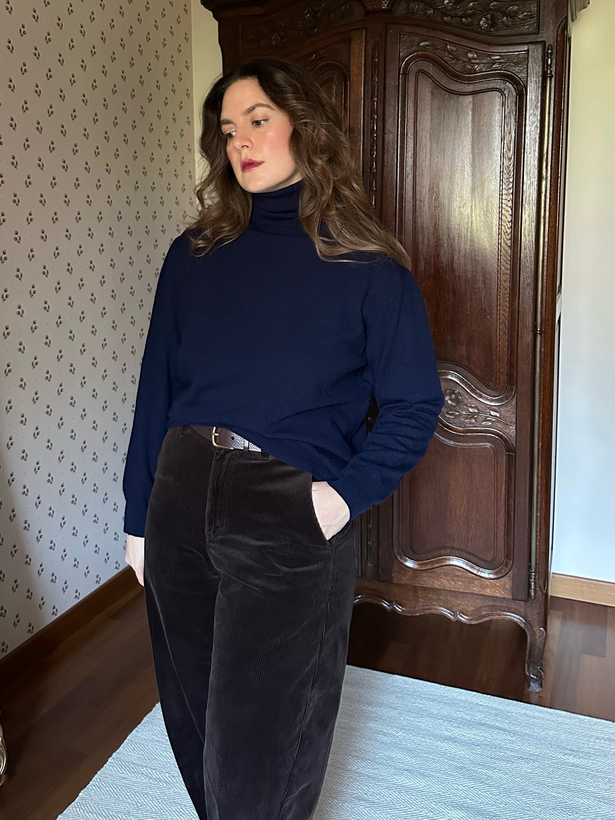 Pure Wool Navy Blue Turtleneck