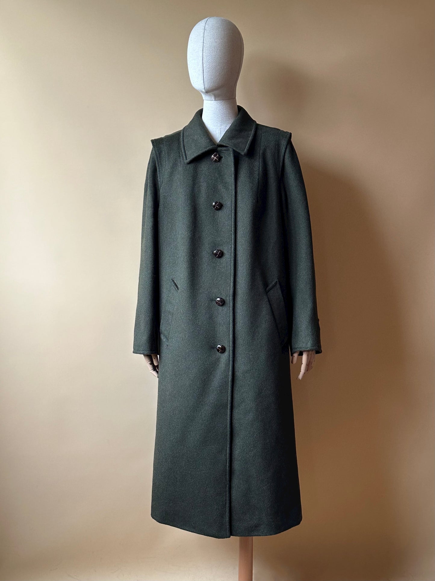 Vintage Green Loden With Tartan Lining