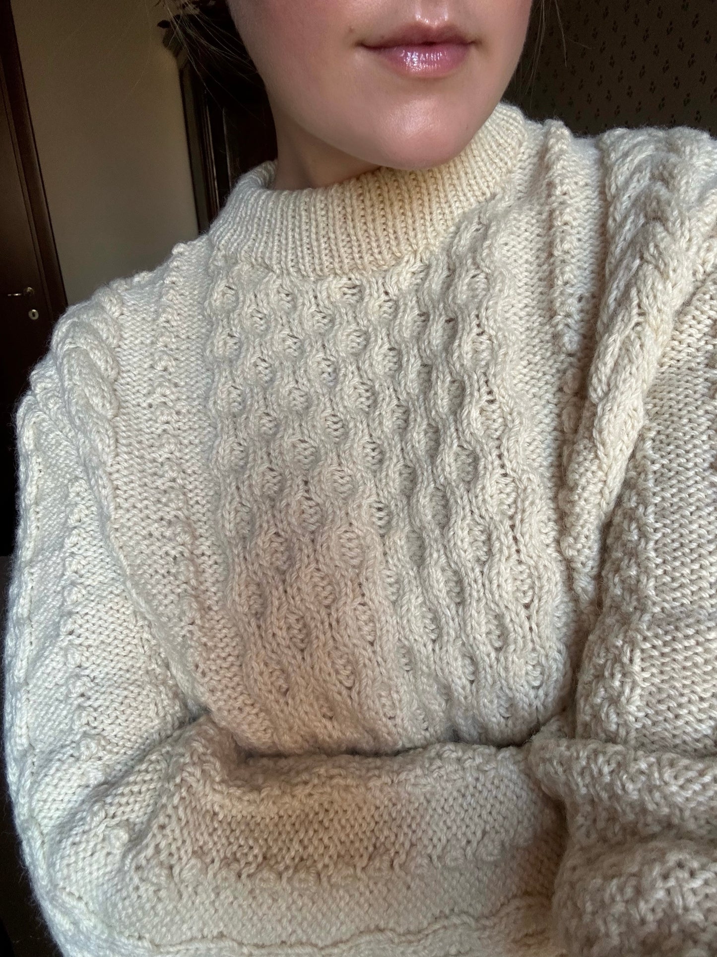 White Irish Cable Knit Sweater