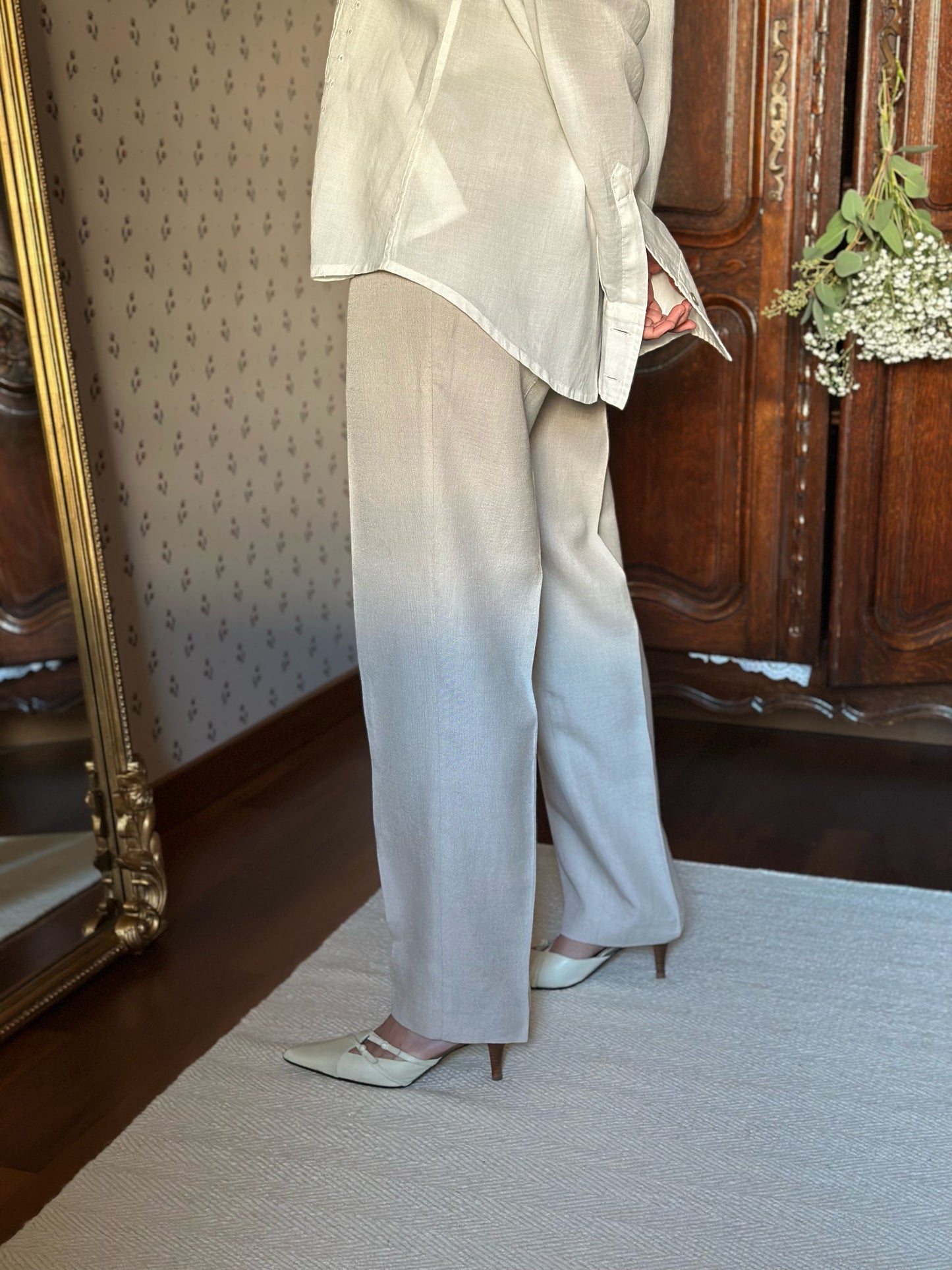 Linen Blend Light Beige Trousers