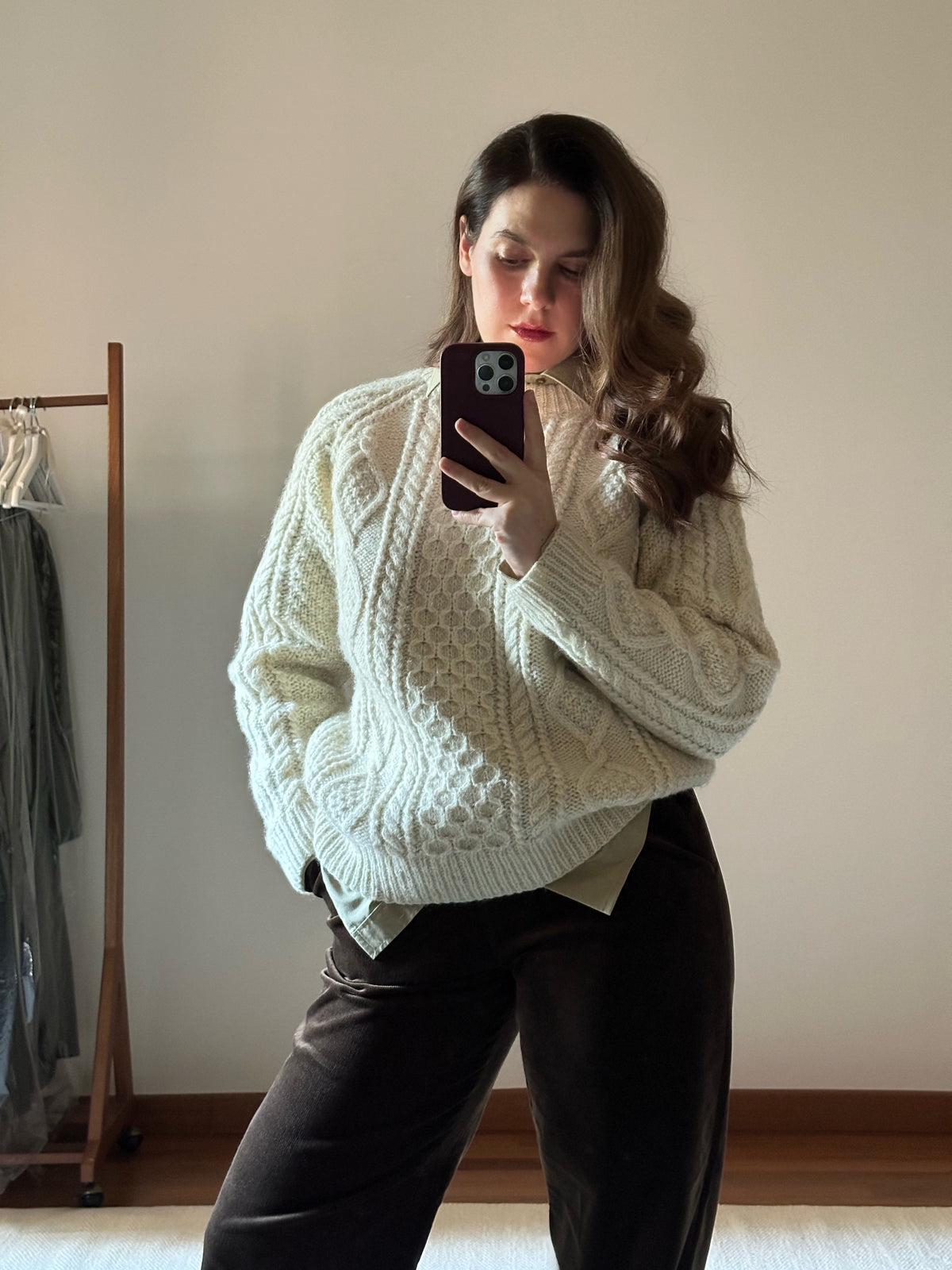 White Irish Cable Knit Sweater