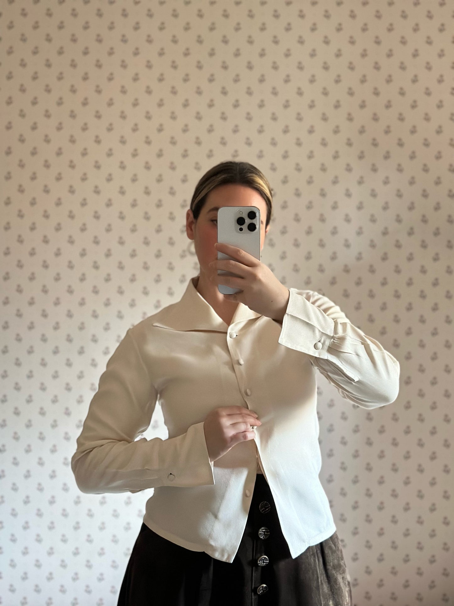 Vintage Pure Silk Ivory Blouse