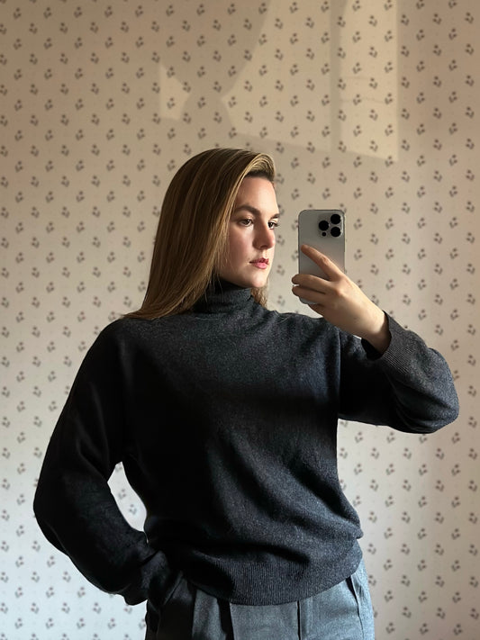 Silk & Cashmere Gray Turtleneck
