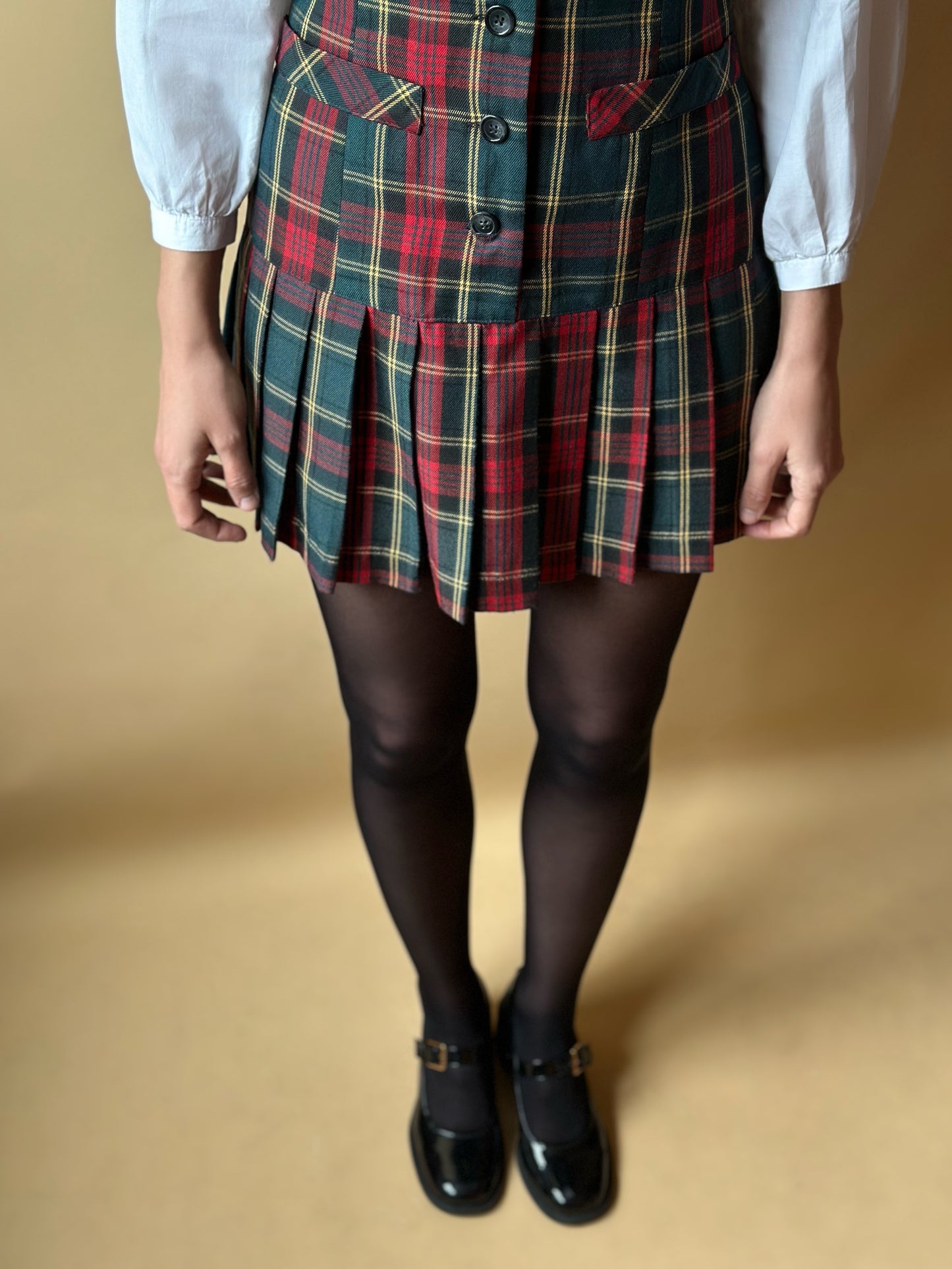 Vintage Tartan Pleated Dress