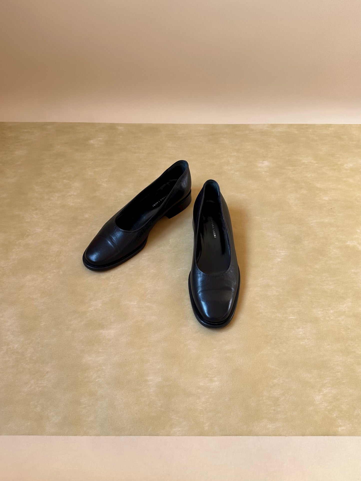 Vintage Black Leather Ballet Flats