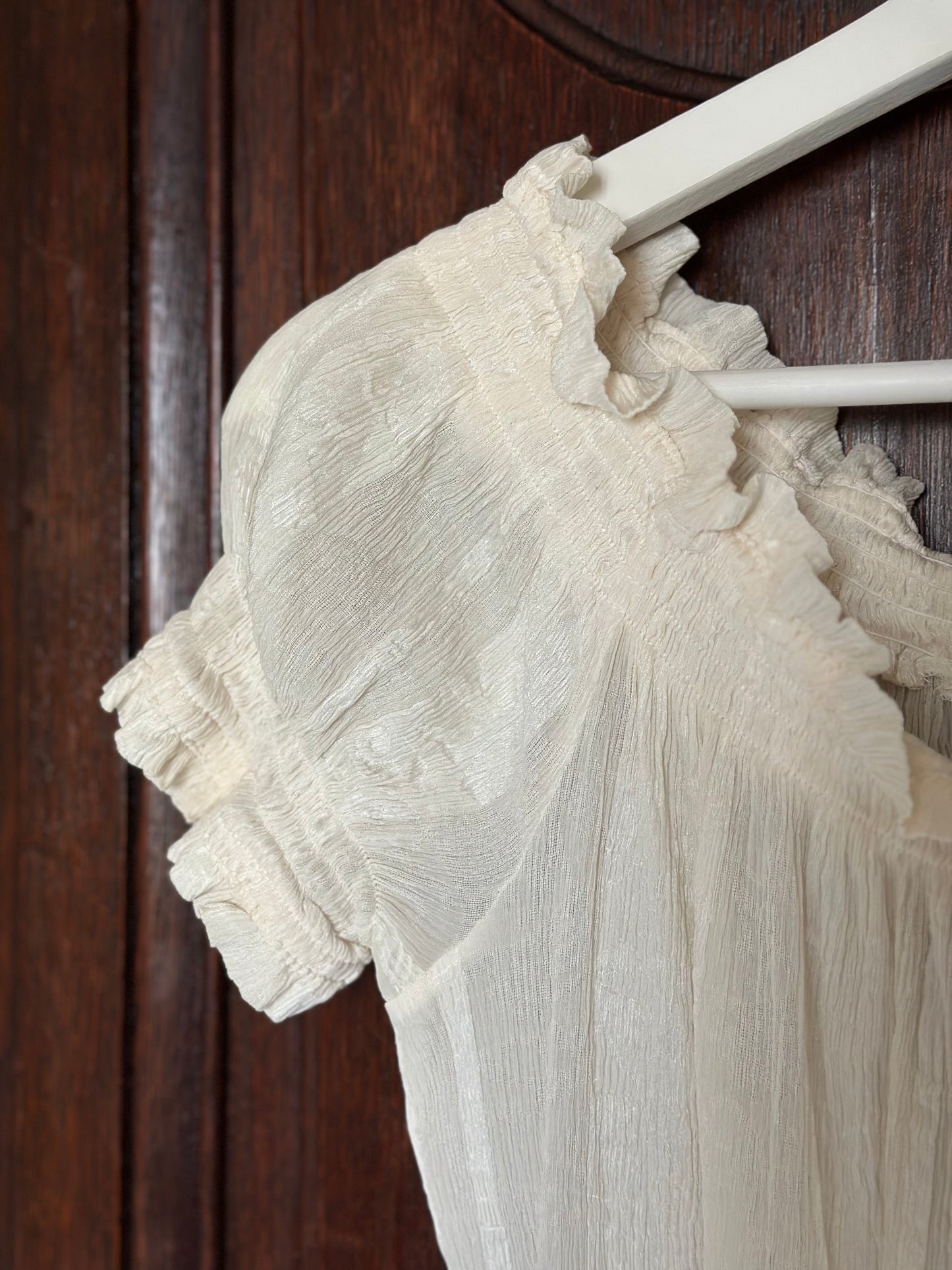 100% Silk Ivory Ruffle Top