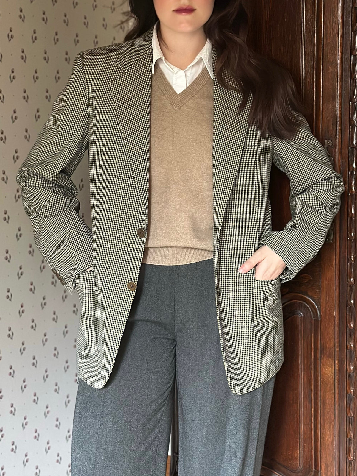 Vintage 100% Wool Check Blazer