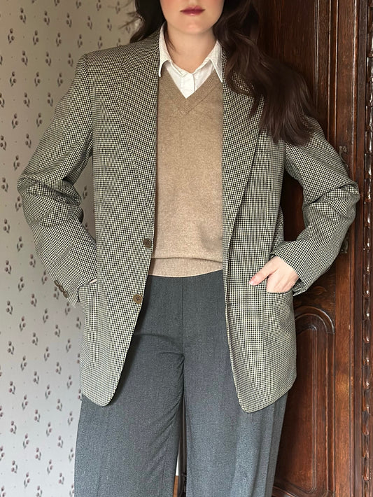 Vintage 100% Wool Check Blazer