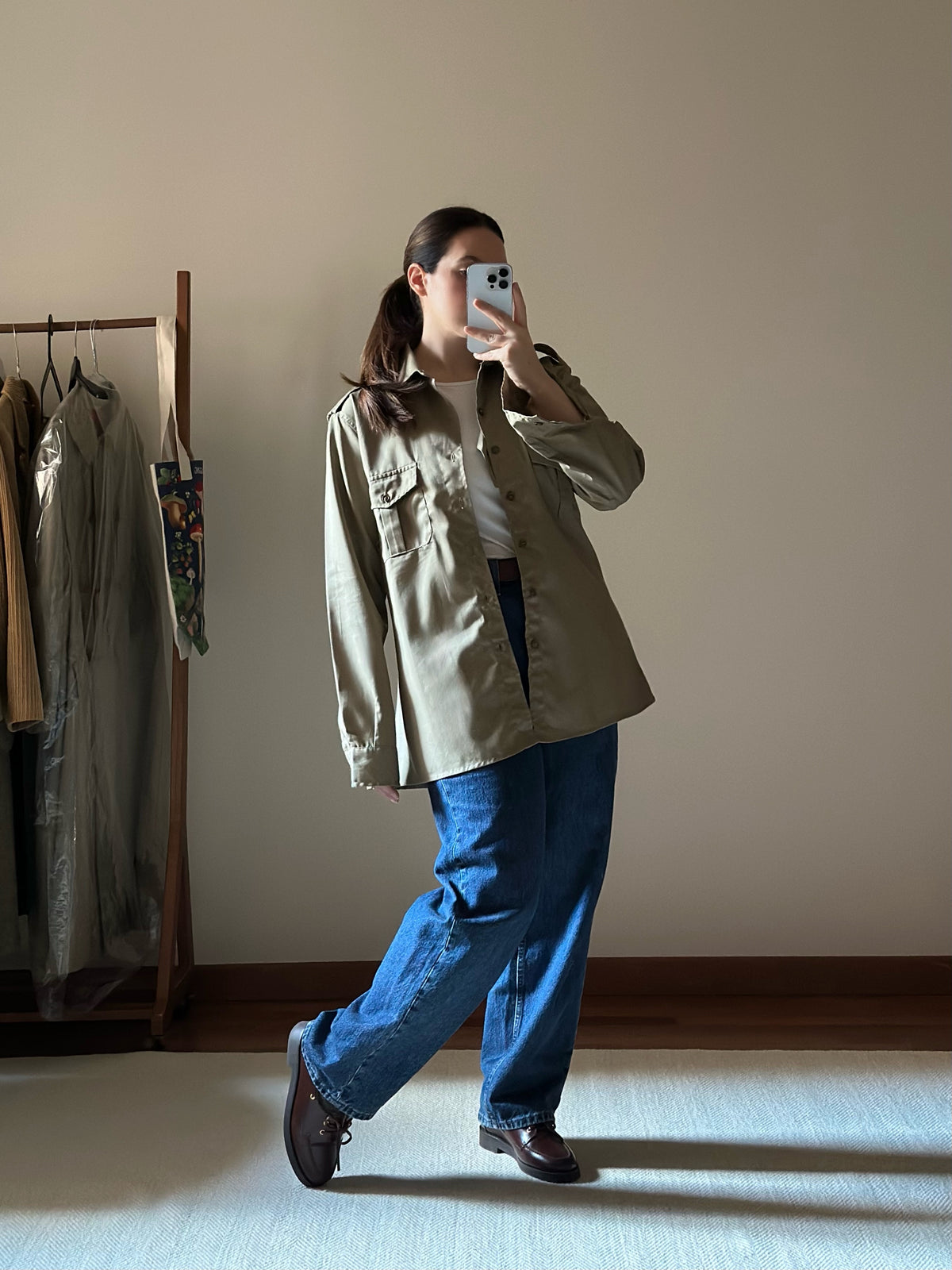 Khaki Cotton Military Shirt