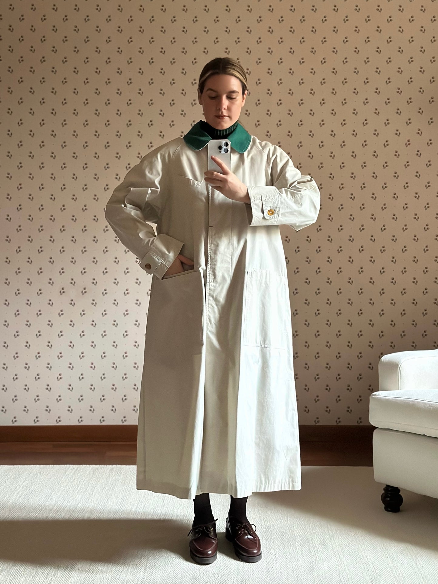 Vintage Green Collar Korean Trench Coat