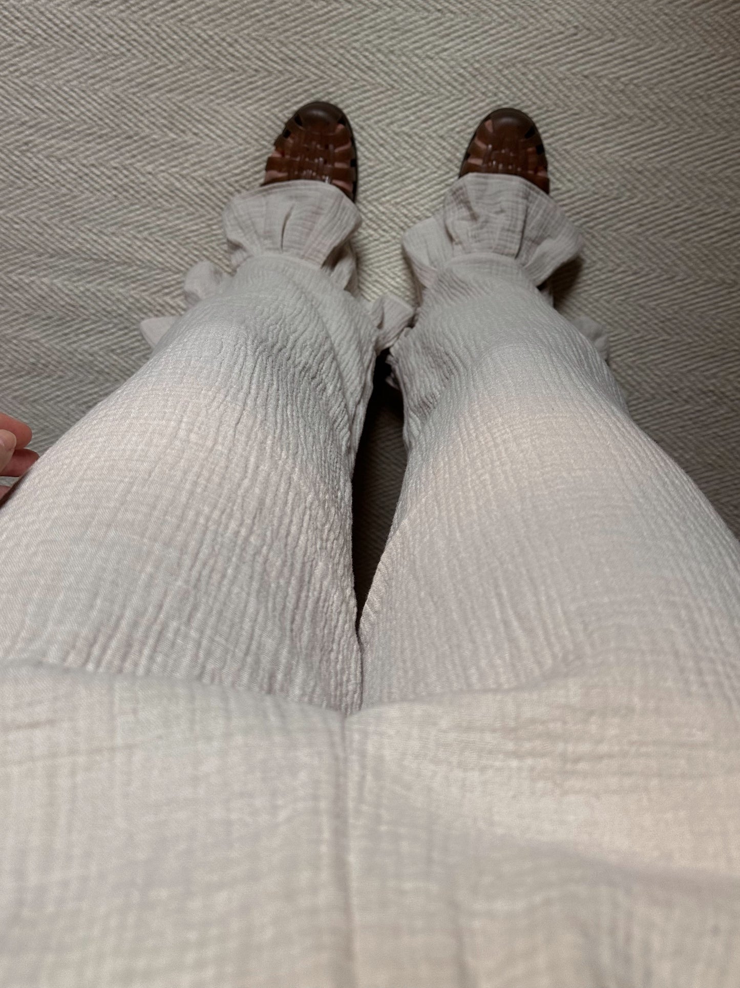 Cotton Muslin Frilled Trousers