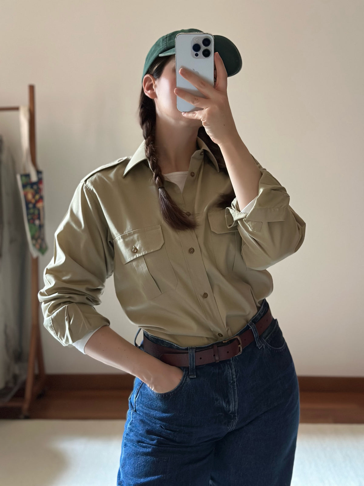 Light Khaki Cotton Military Shirt