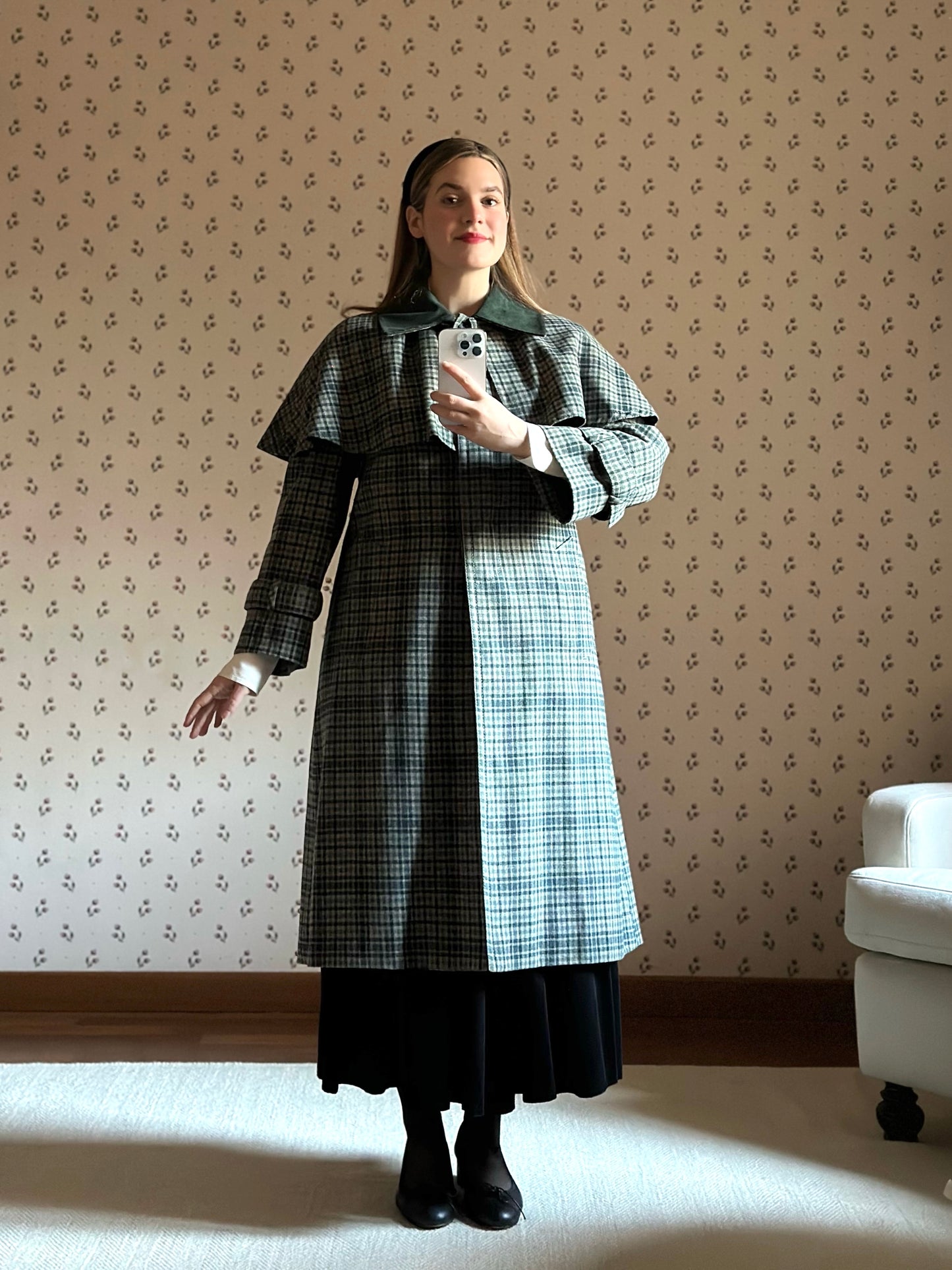 Green Tartan Cape Coat