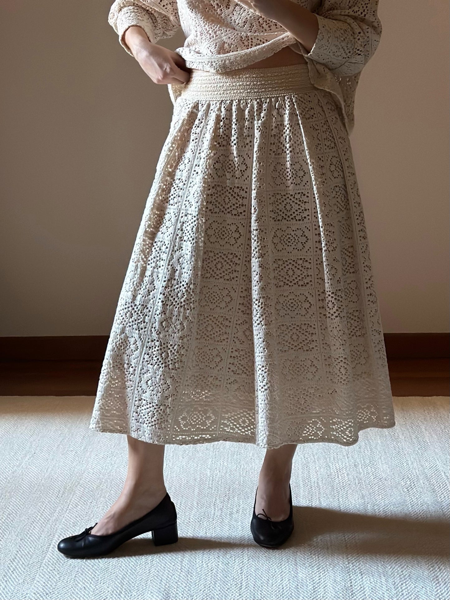 Pure Cotton Beige Crochet Skirt