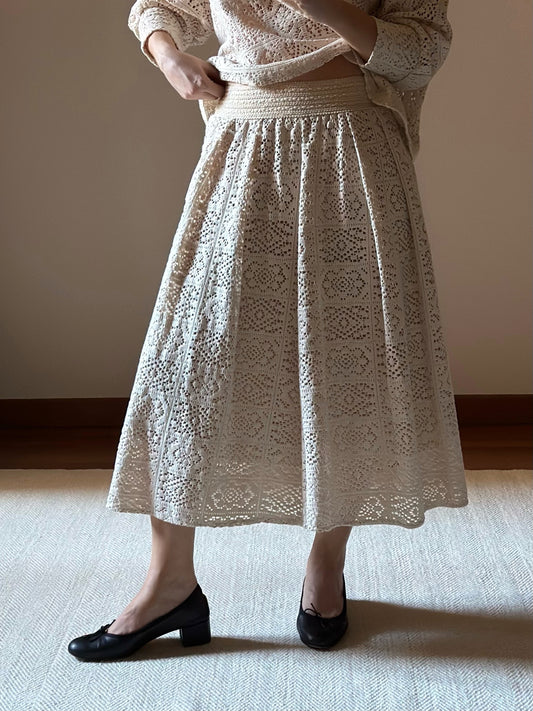 Pure Cotton Beige Crochet Skirt