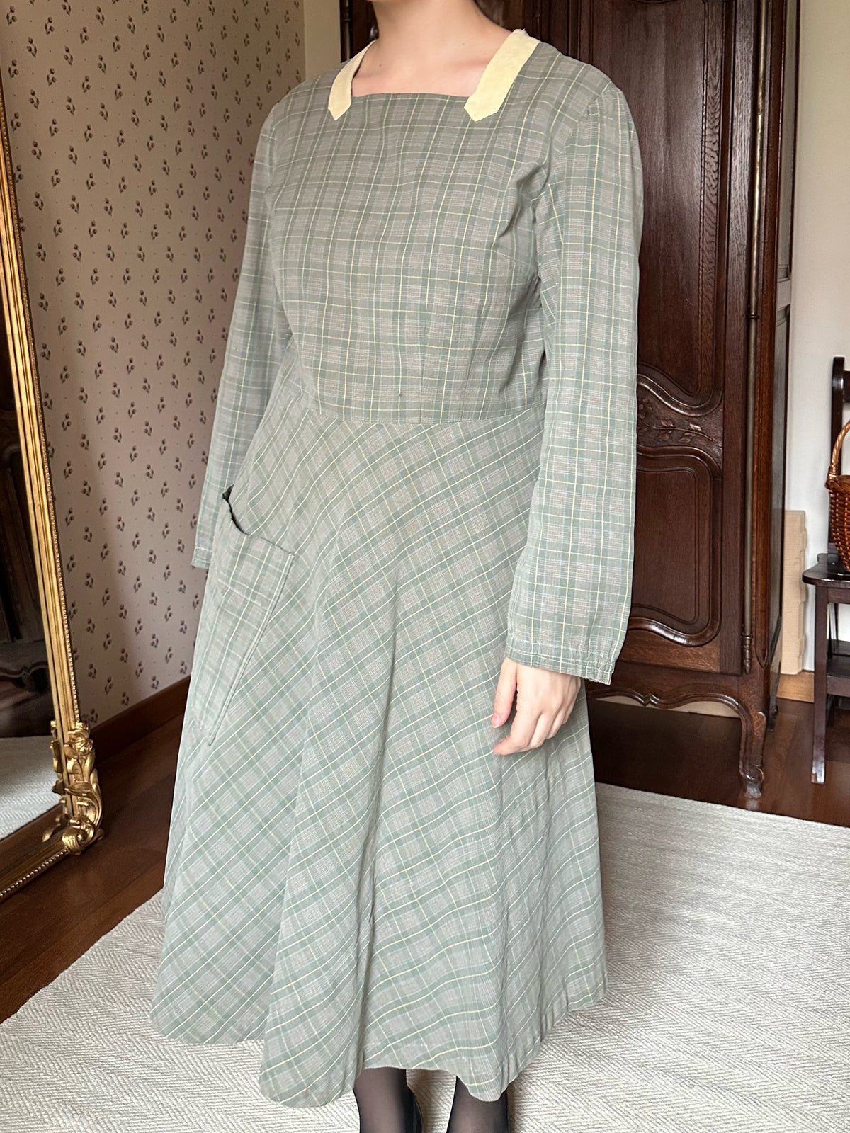Tailor-Made Sage Green Tartan Dress