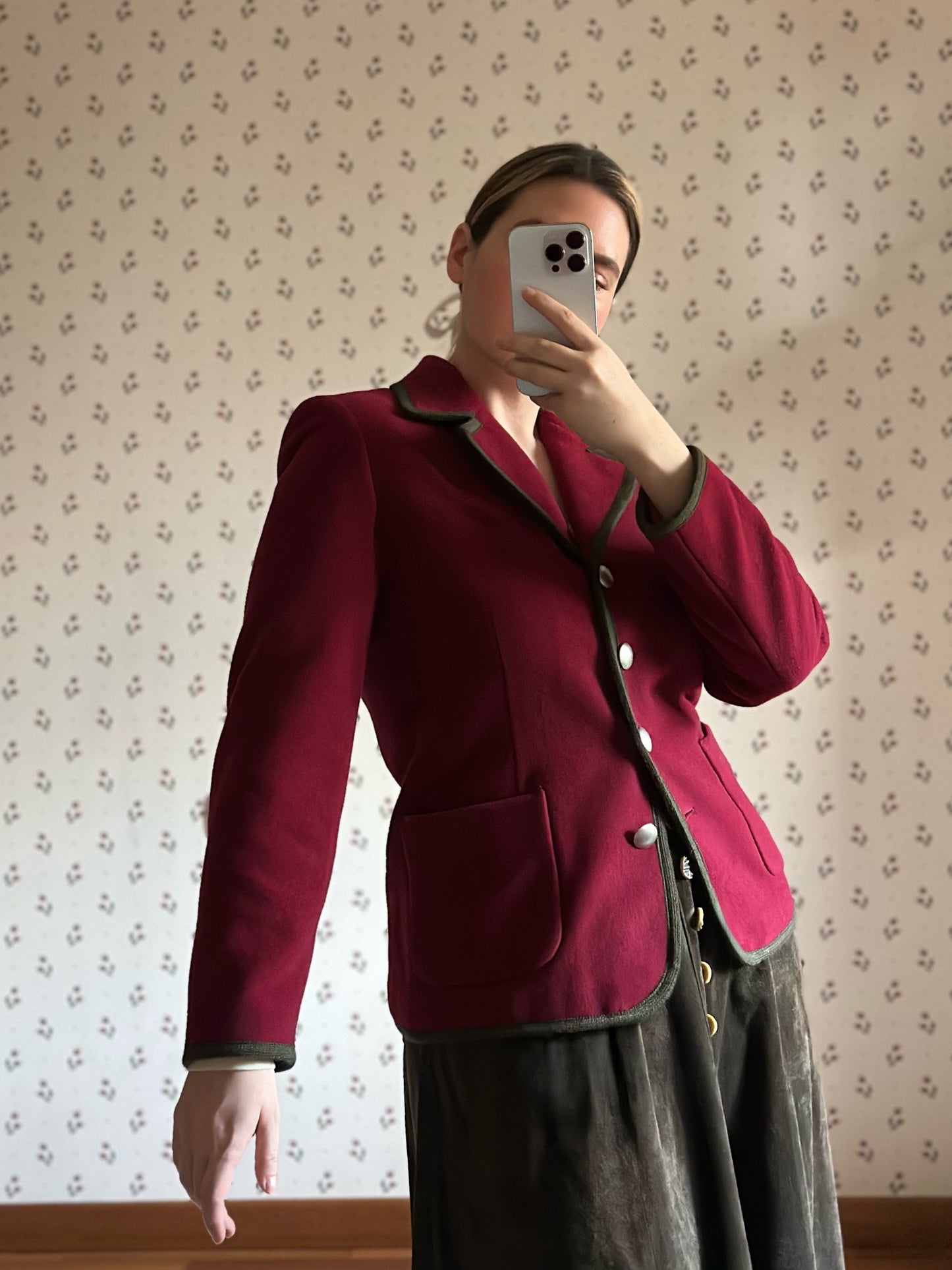 Vintage Burgundy Wool & Cashmere Blazer