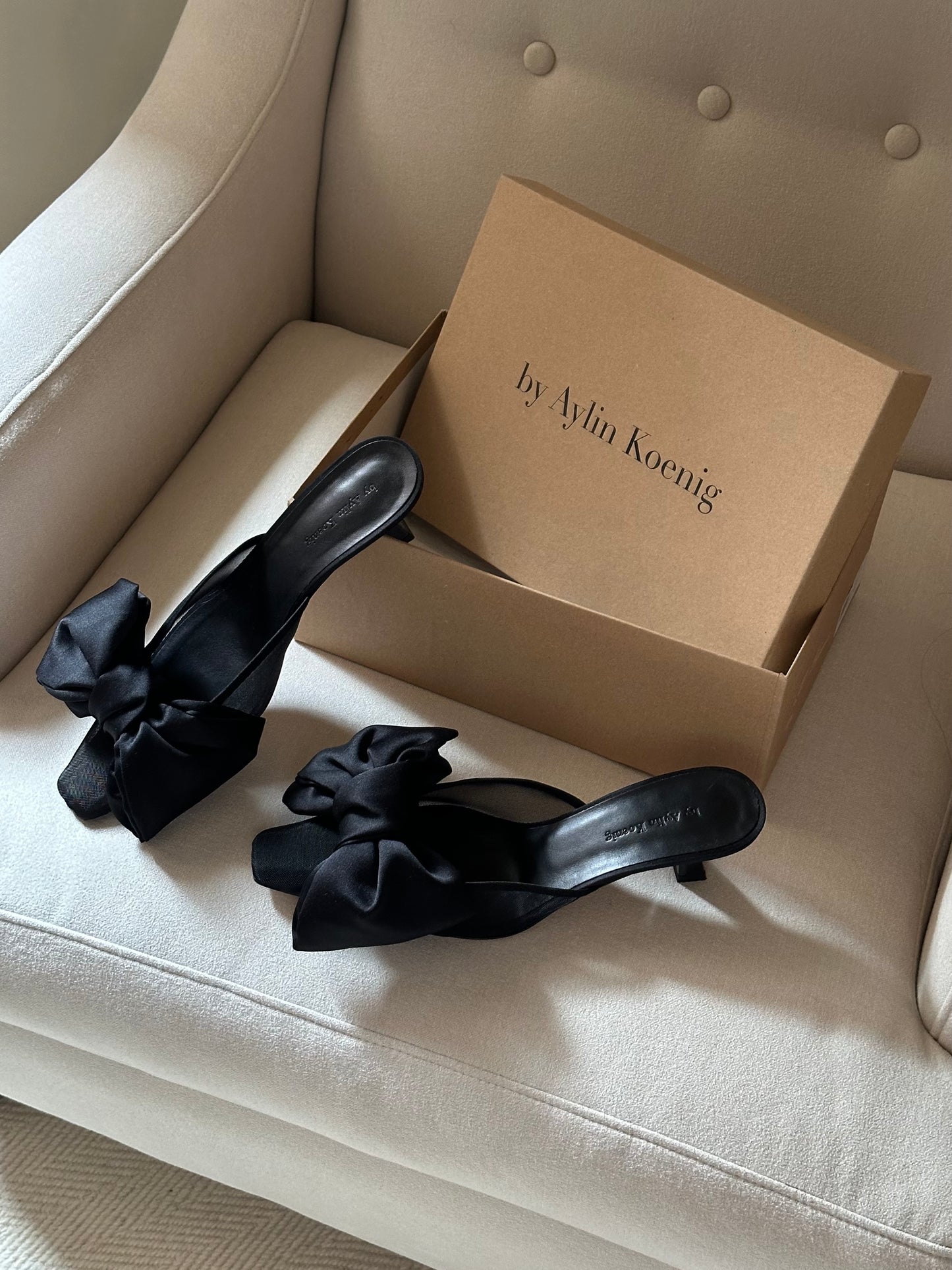 Black Bow Mules by Aylin Koenig