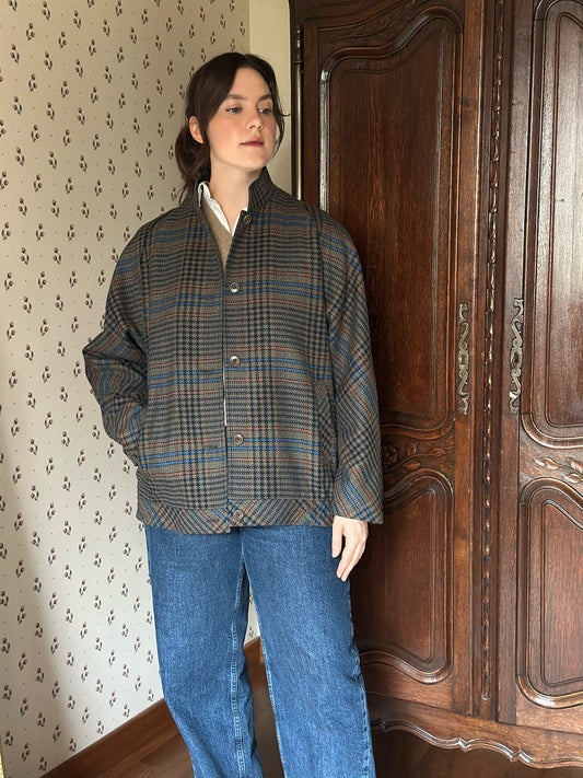 Tartan Wool Bomber Jacket