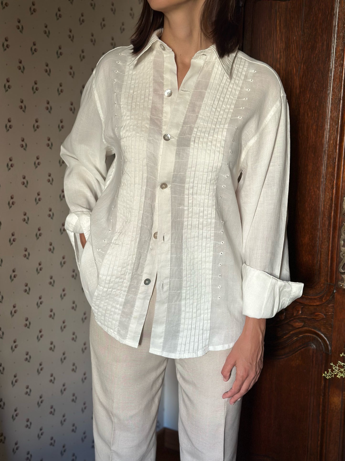 100% Linen Oversized White Shirt