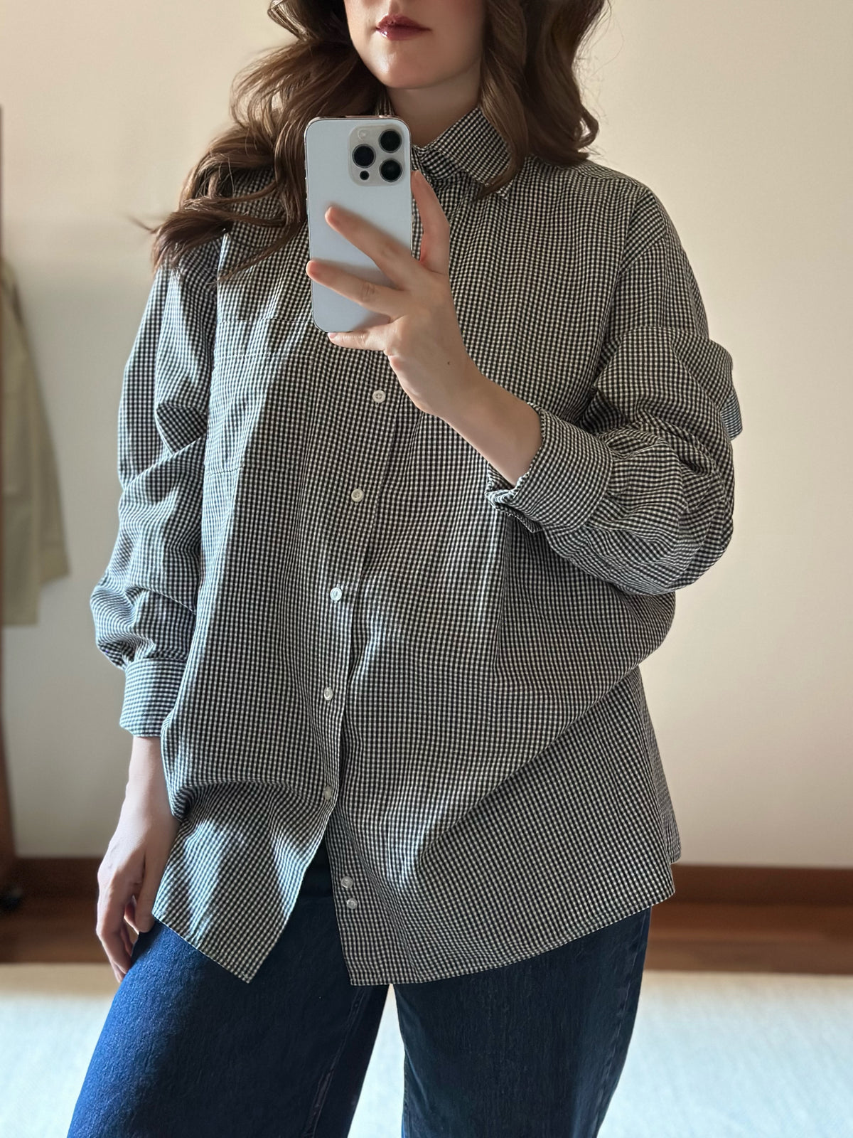 Dark Green Checkered Oversized Cotton Shirt
