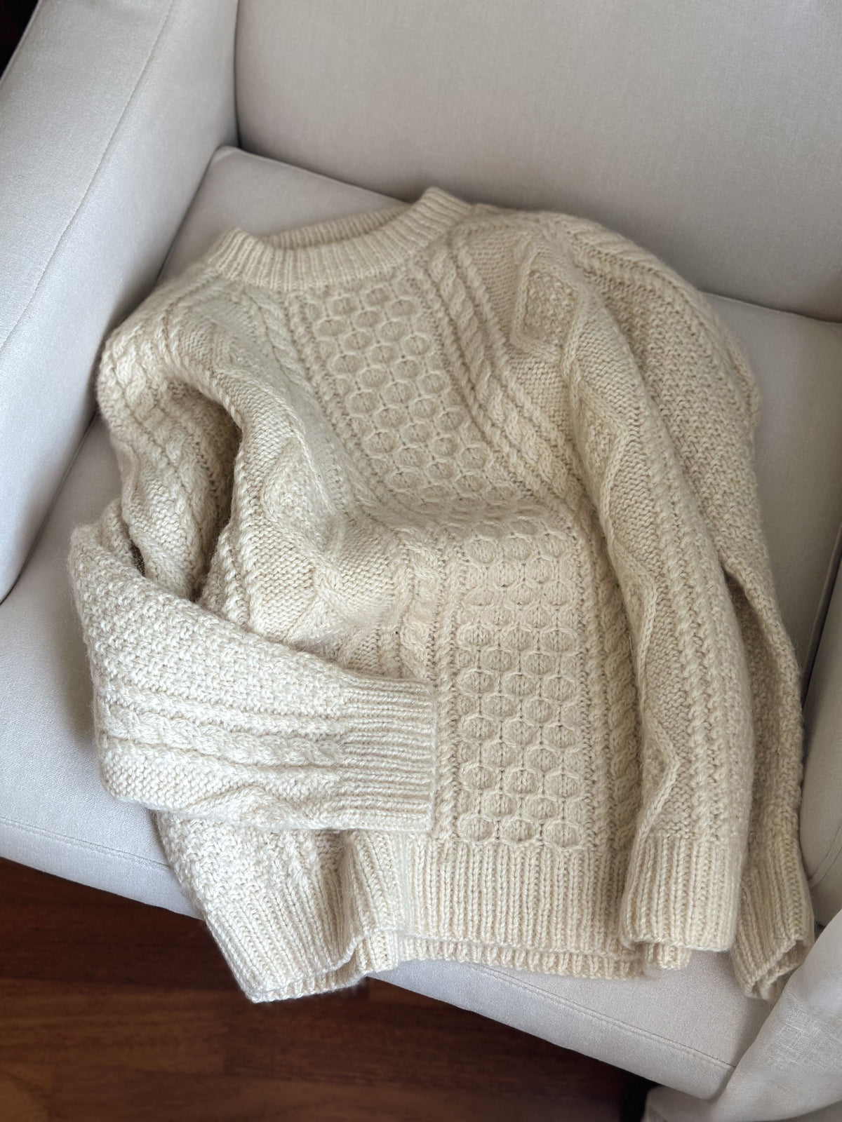 White Irish Cable Knit Sweater